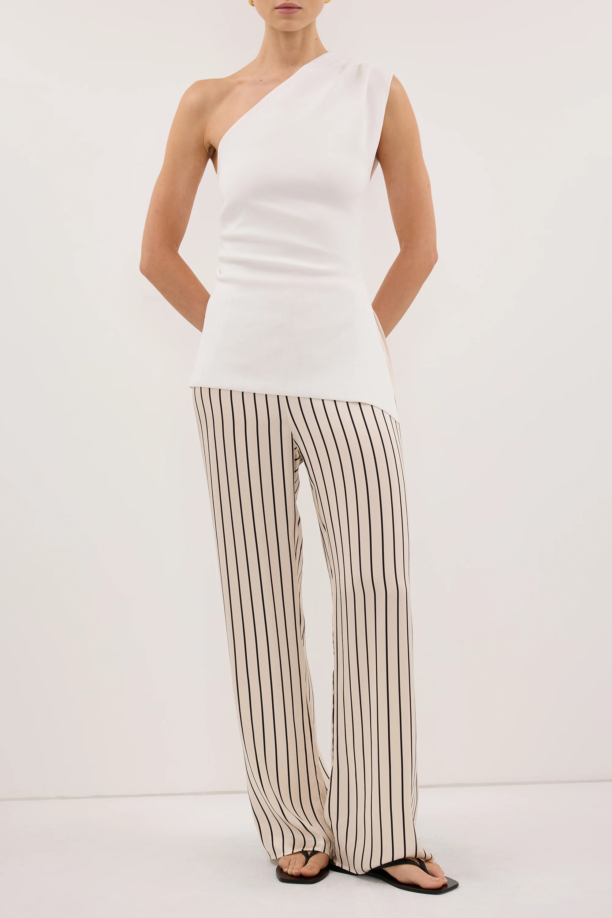 ADRIENNE CREAM STRIPE SILK PANT - Image 2