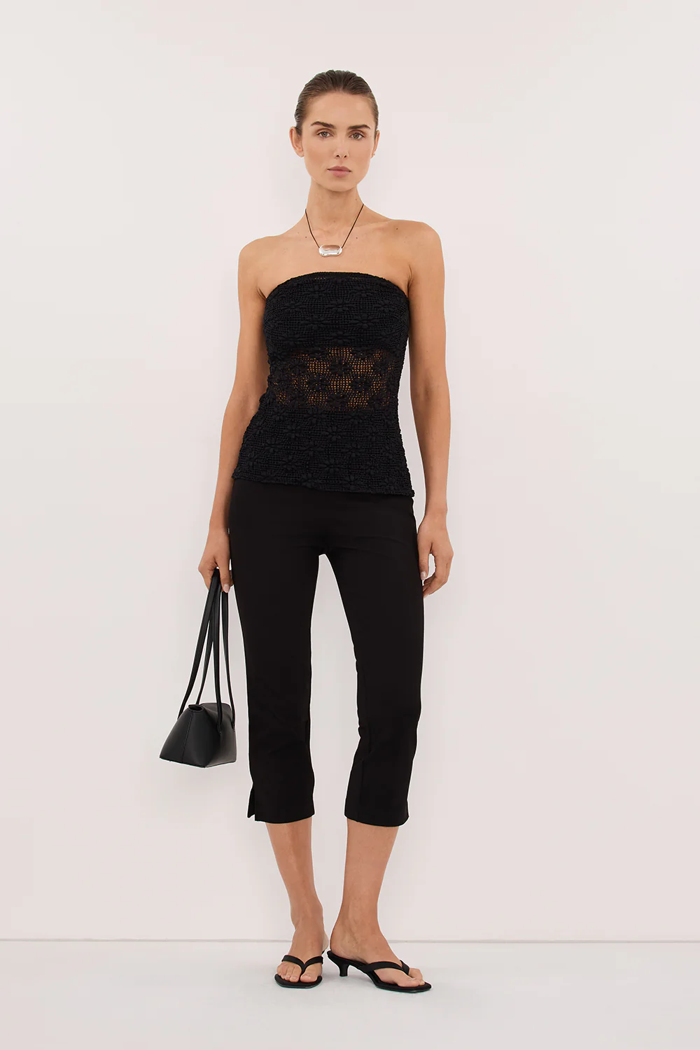 AGNES BLACK CROCHET BANDEAU TOP