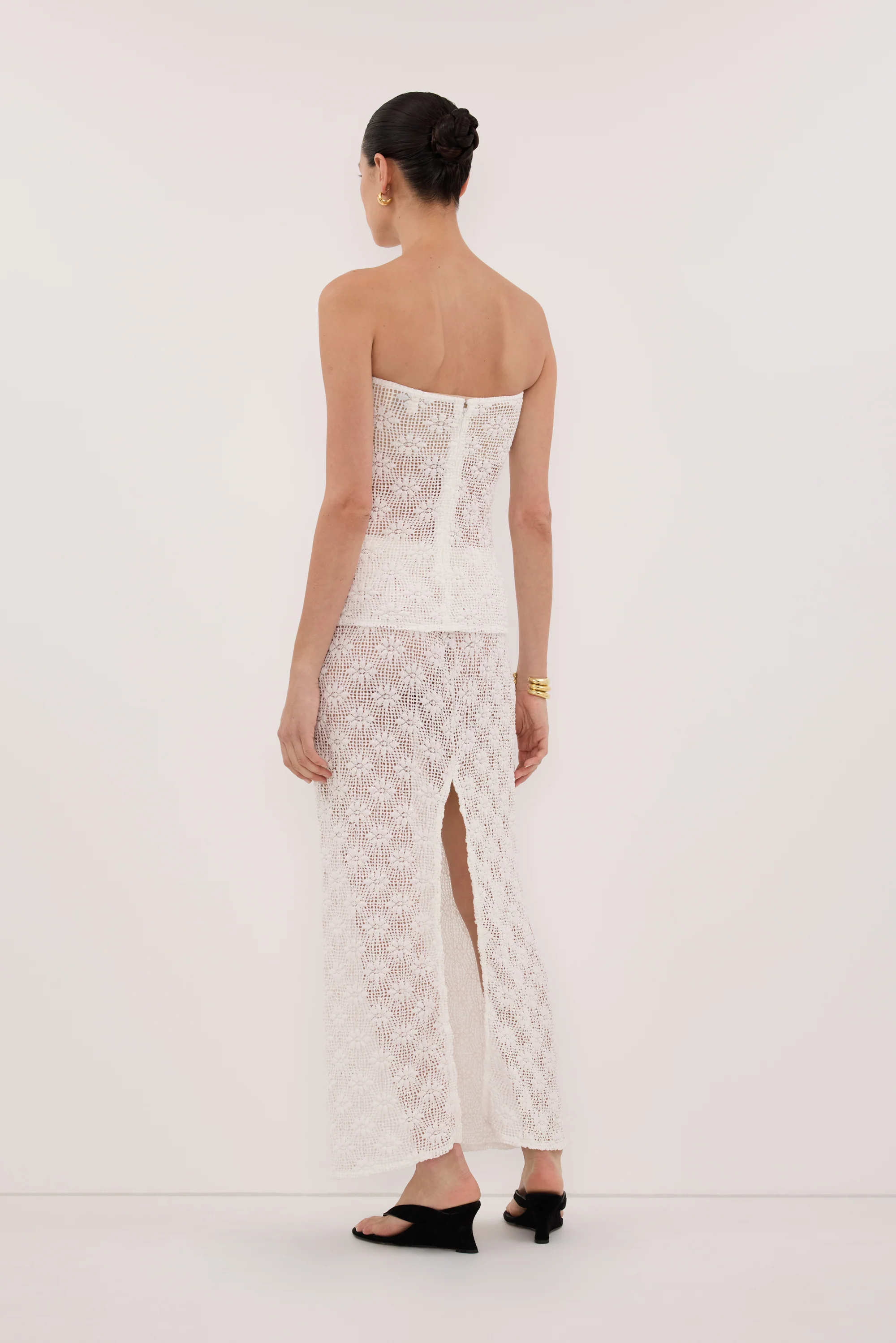 AGNES WHITE CROCHET COLUMN MIDI SKIRT - Image 7