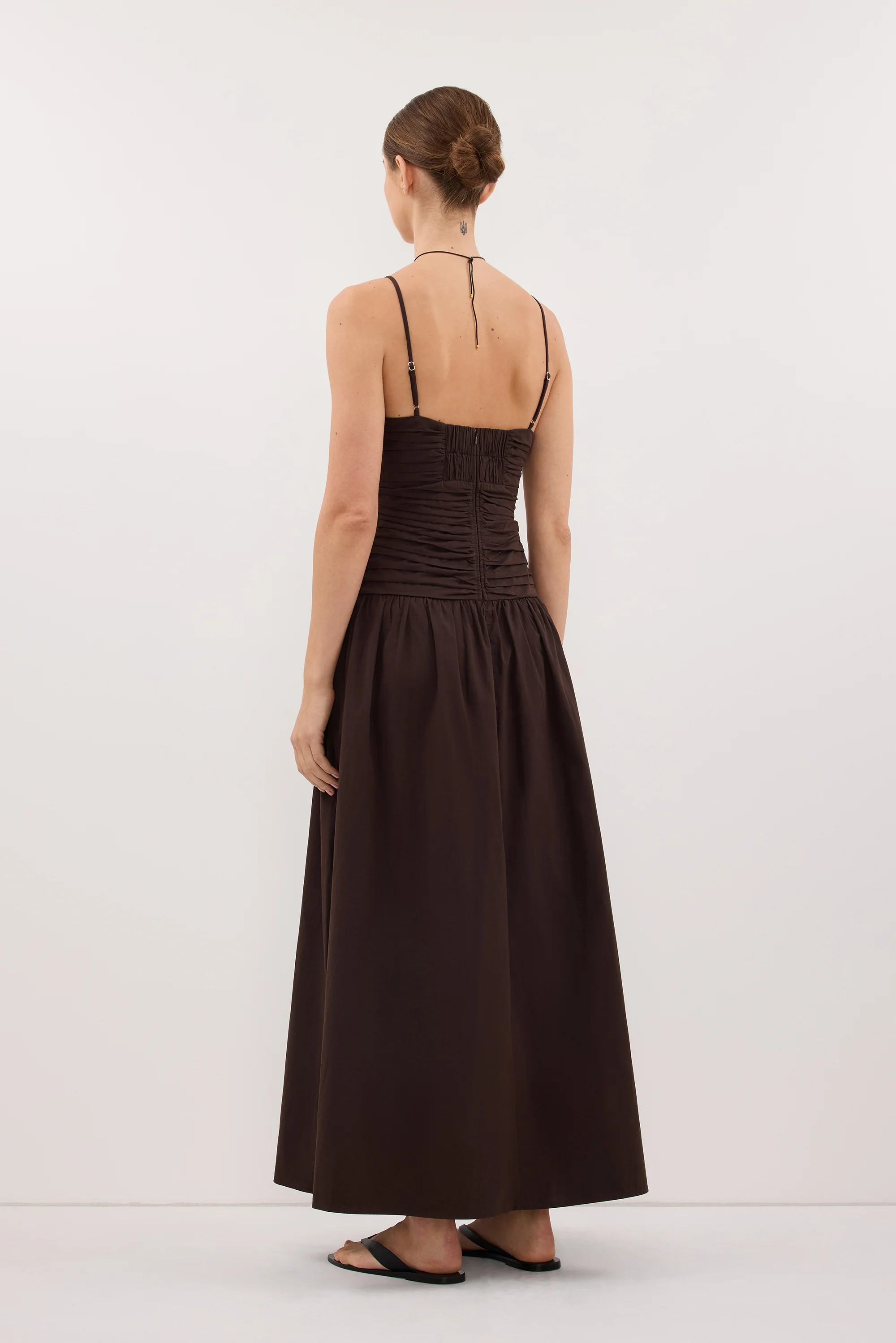 ALEXIA BURNT CHOC COTTON MIDI DRESS - Image 4