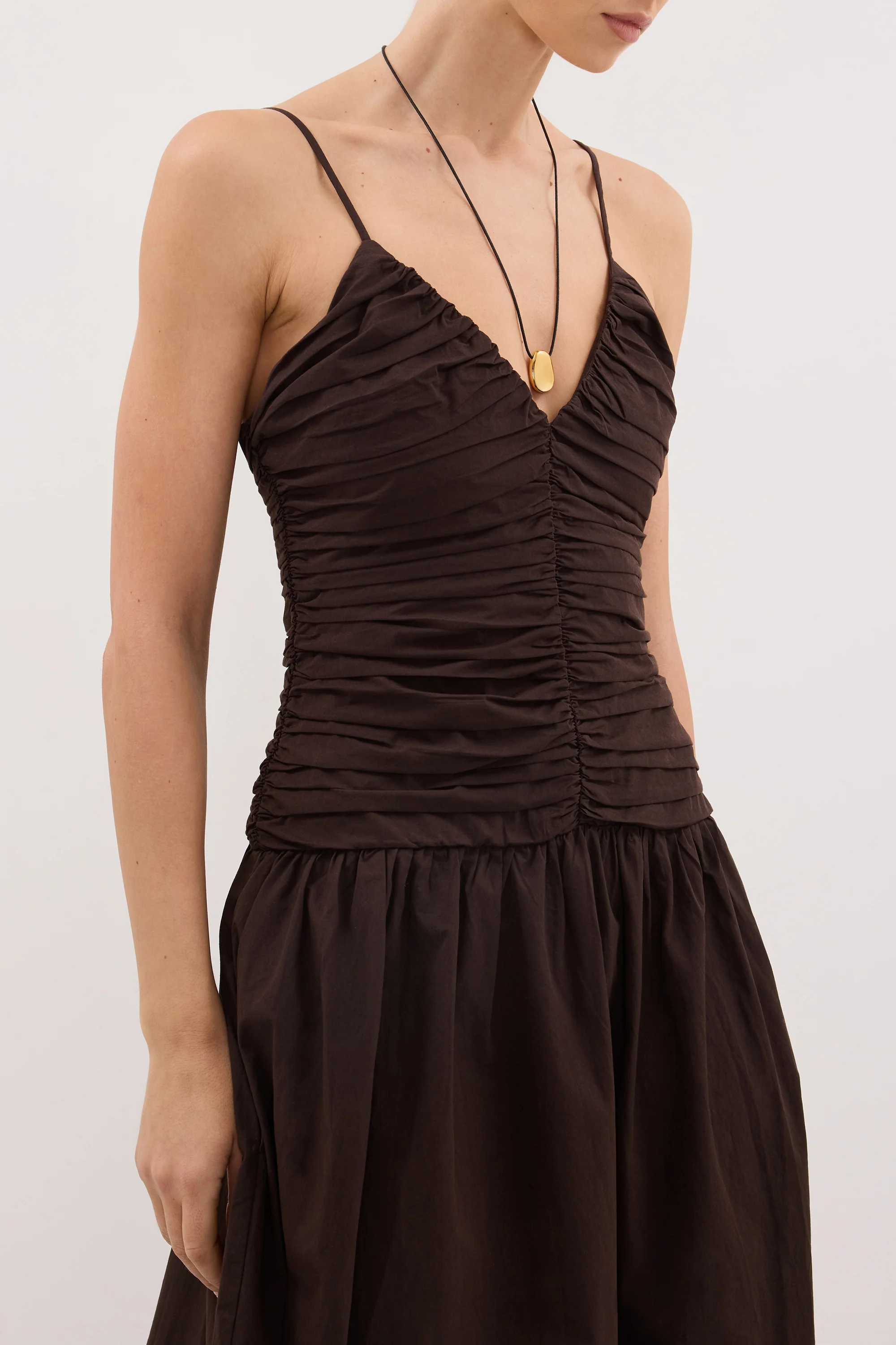 ALEXIA BURNT CHOC COTTON MIDI DRESS - Image 5