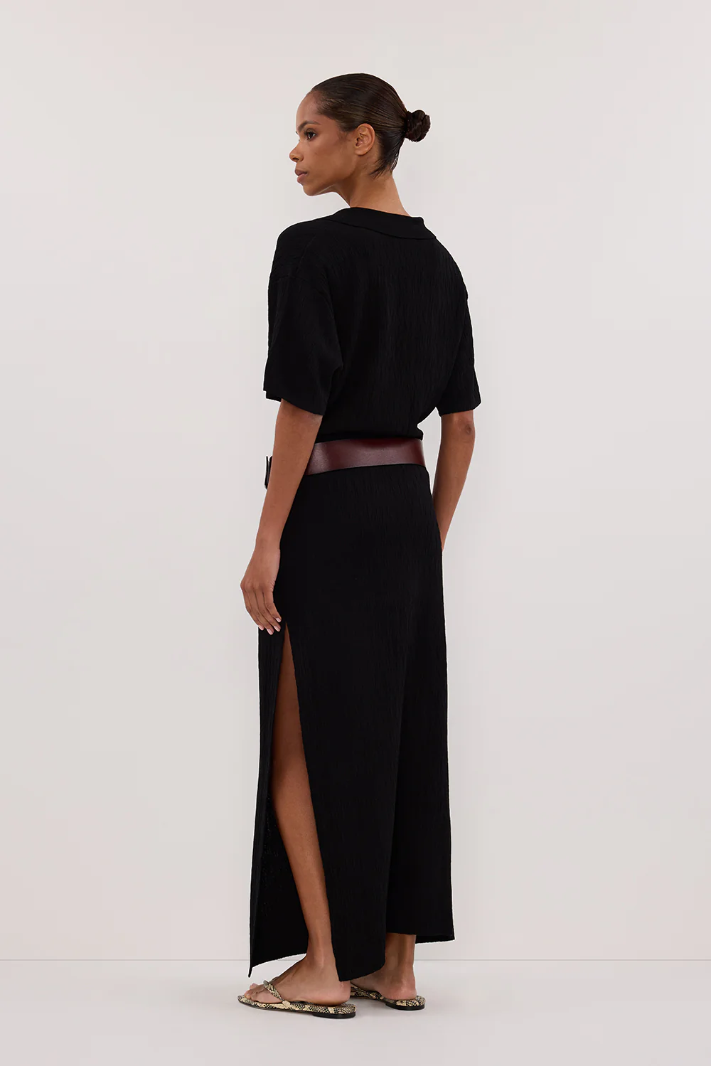ALIAS BLACK POLO KNIT MIDI DRESS - Image 3