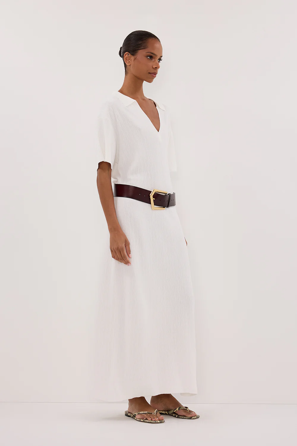 ALIAS WHITE POLO KNIT MIDI DRESS - Image 2
