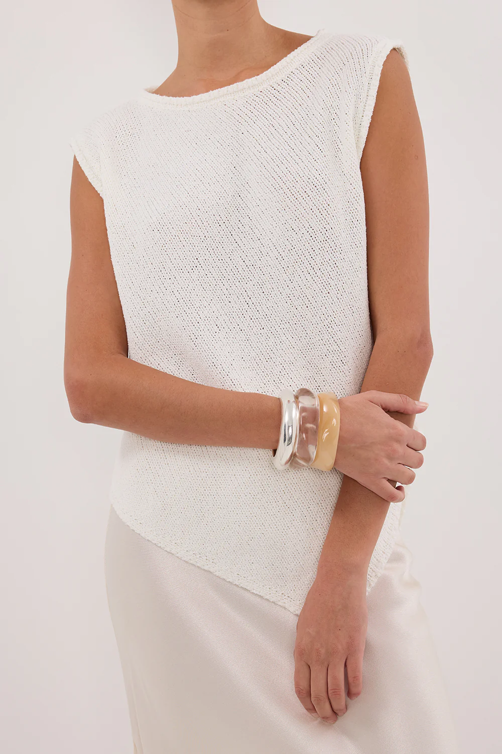 ALTHEA OFF WHITE ASYM KNIT TOP - Image 5