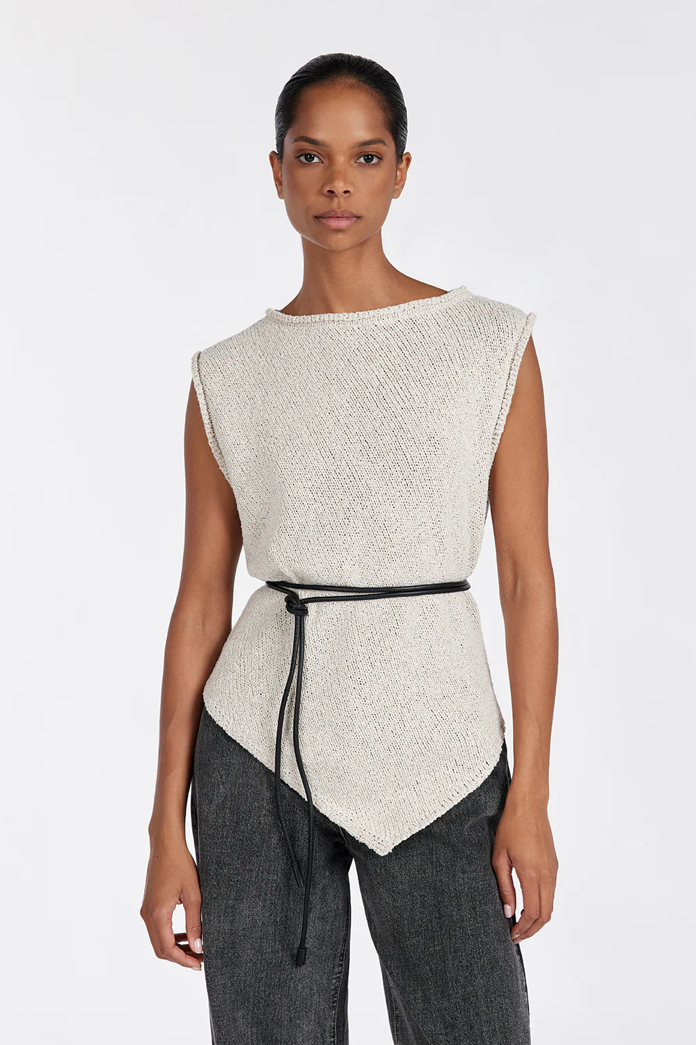 ALTHEA STONE ASYM KNIT TOP - Image 2