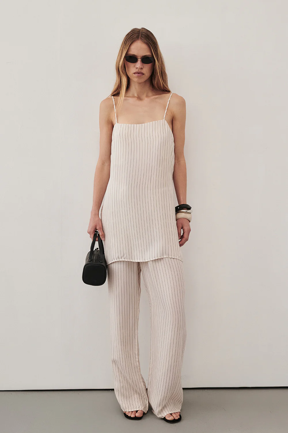 AMARA CREAM STRIPE CUPRO CAMI TOP