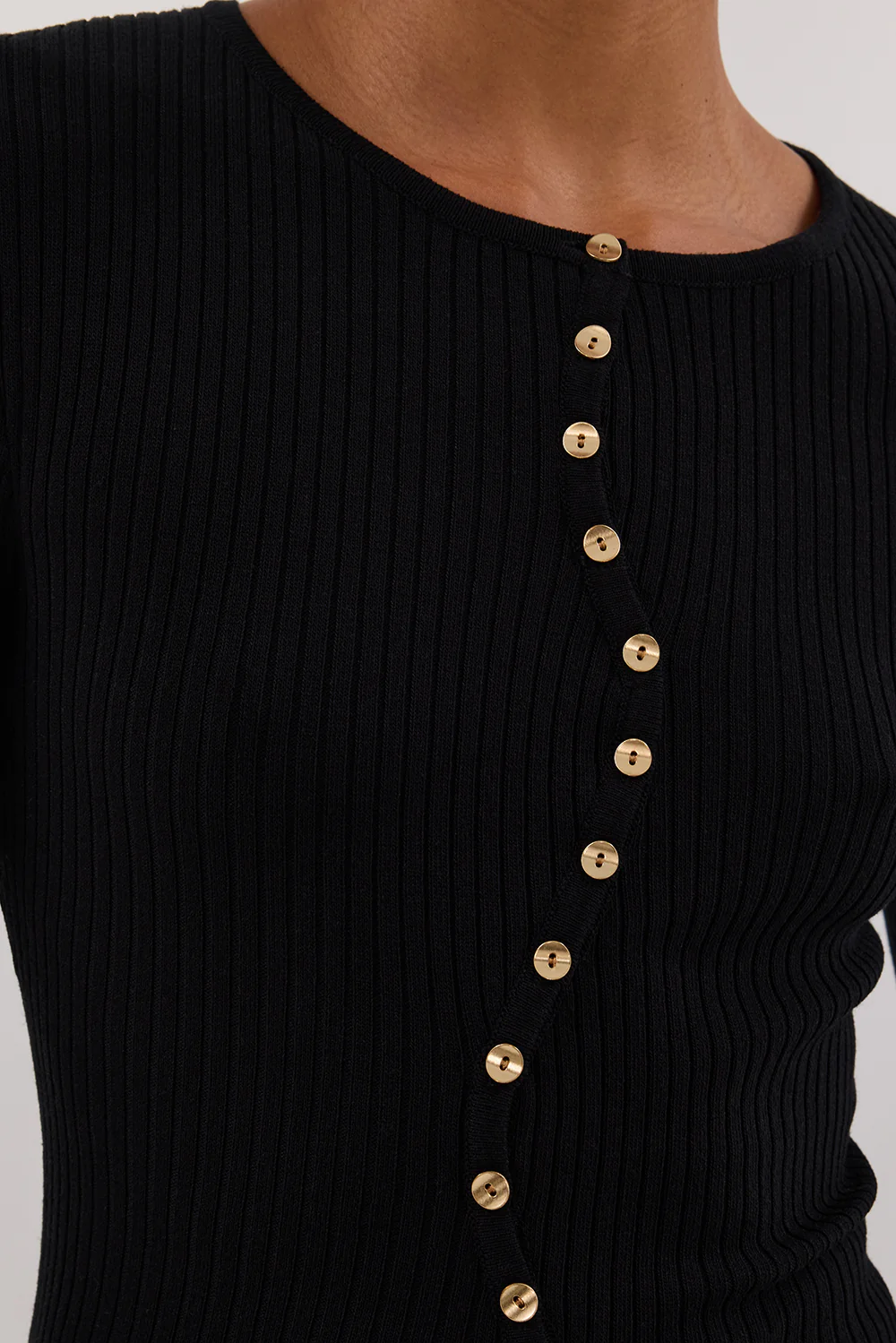 AMBER BLACK LONG SLEEVE KNIT CARDIGAN - Image 5