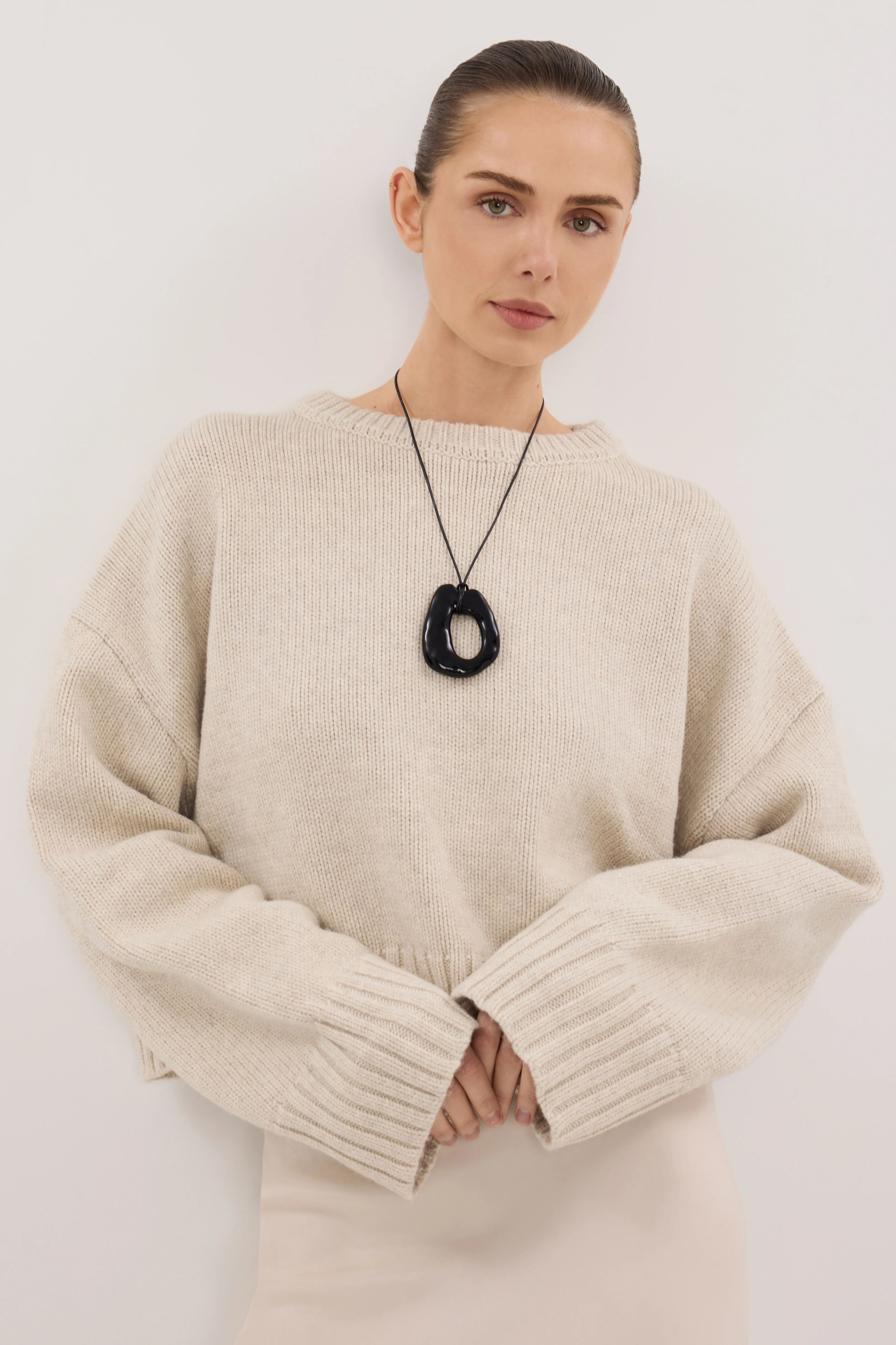 AMY CHALK CREW NECK KNIT JUMPER - Image 2