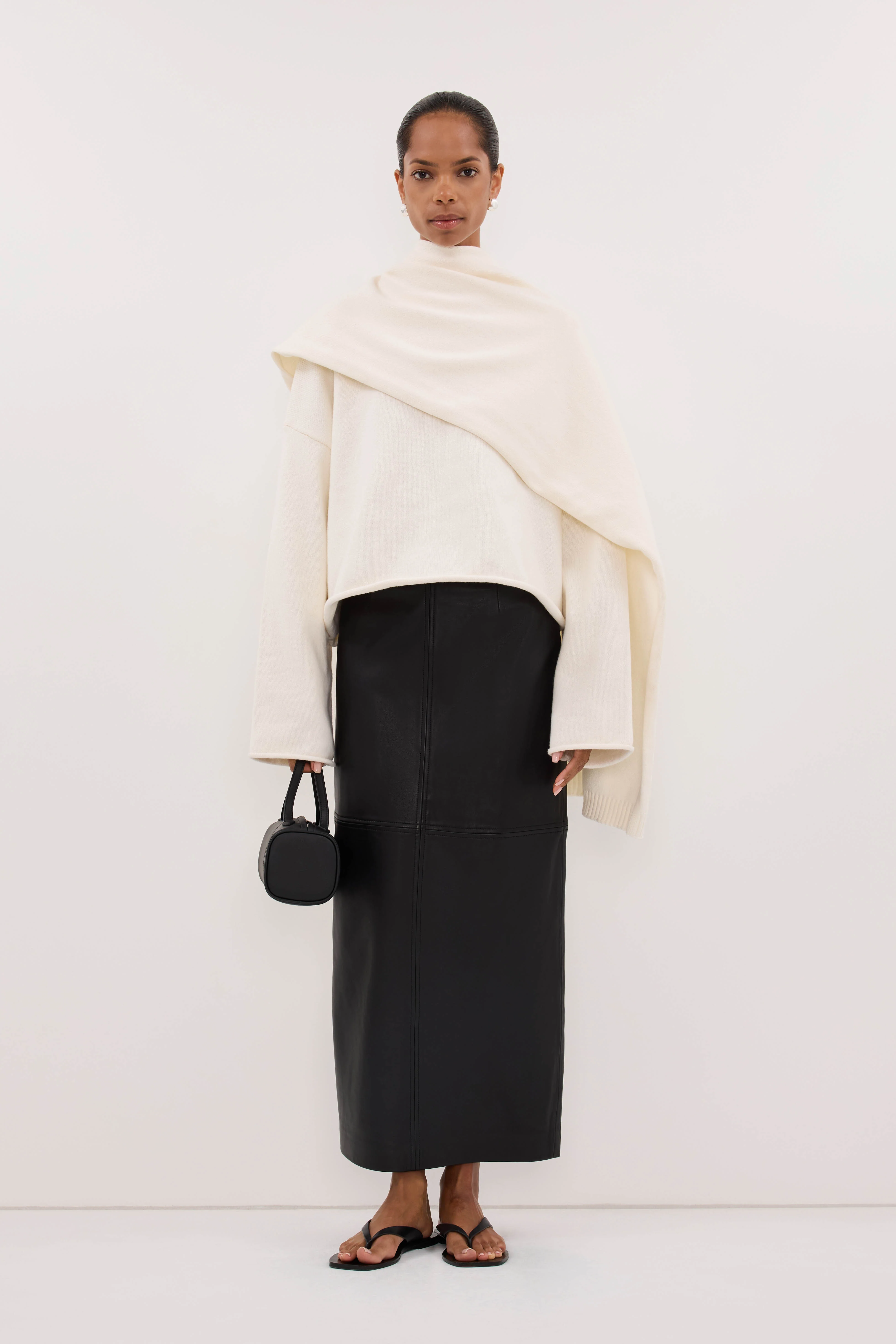 ANDIE IVORY SCARF KNIT JUMPER