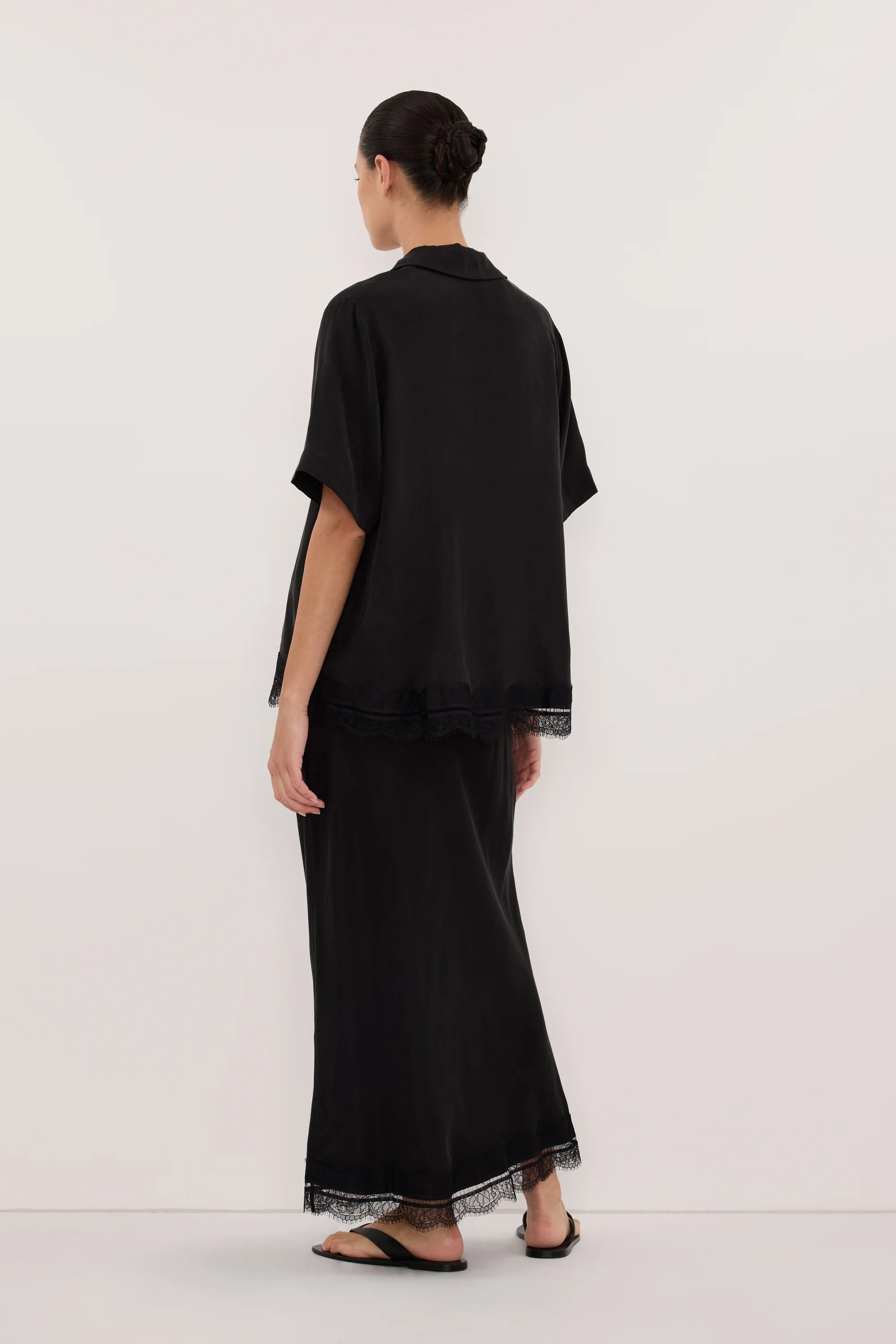 ANDREA BLACK CUPRO LACE SHIRT - Image 3