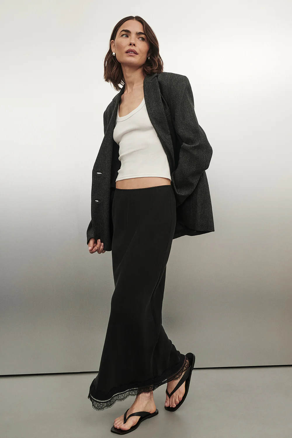 ANDREA BLACK CUPRO MIDI SKIRT - Image 8