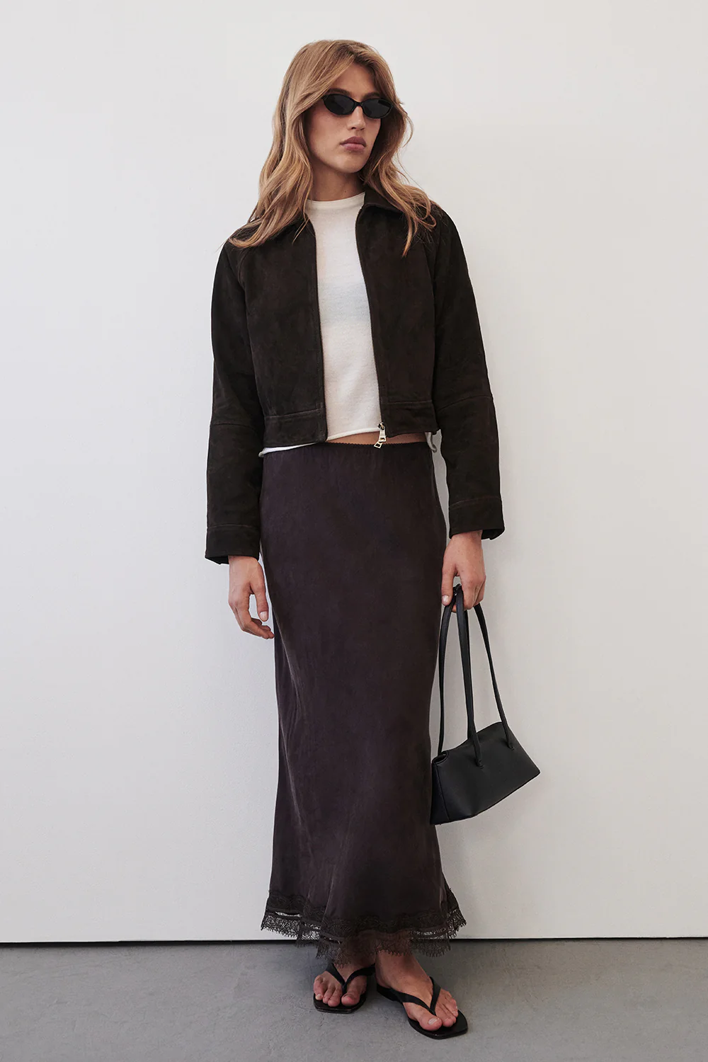 ANDREA PLUM CHOC CUPRO MIDI SKIRT - Image 9
