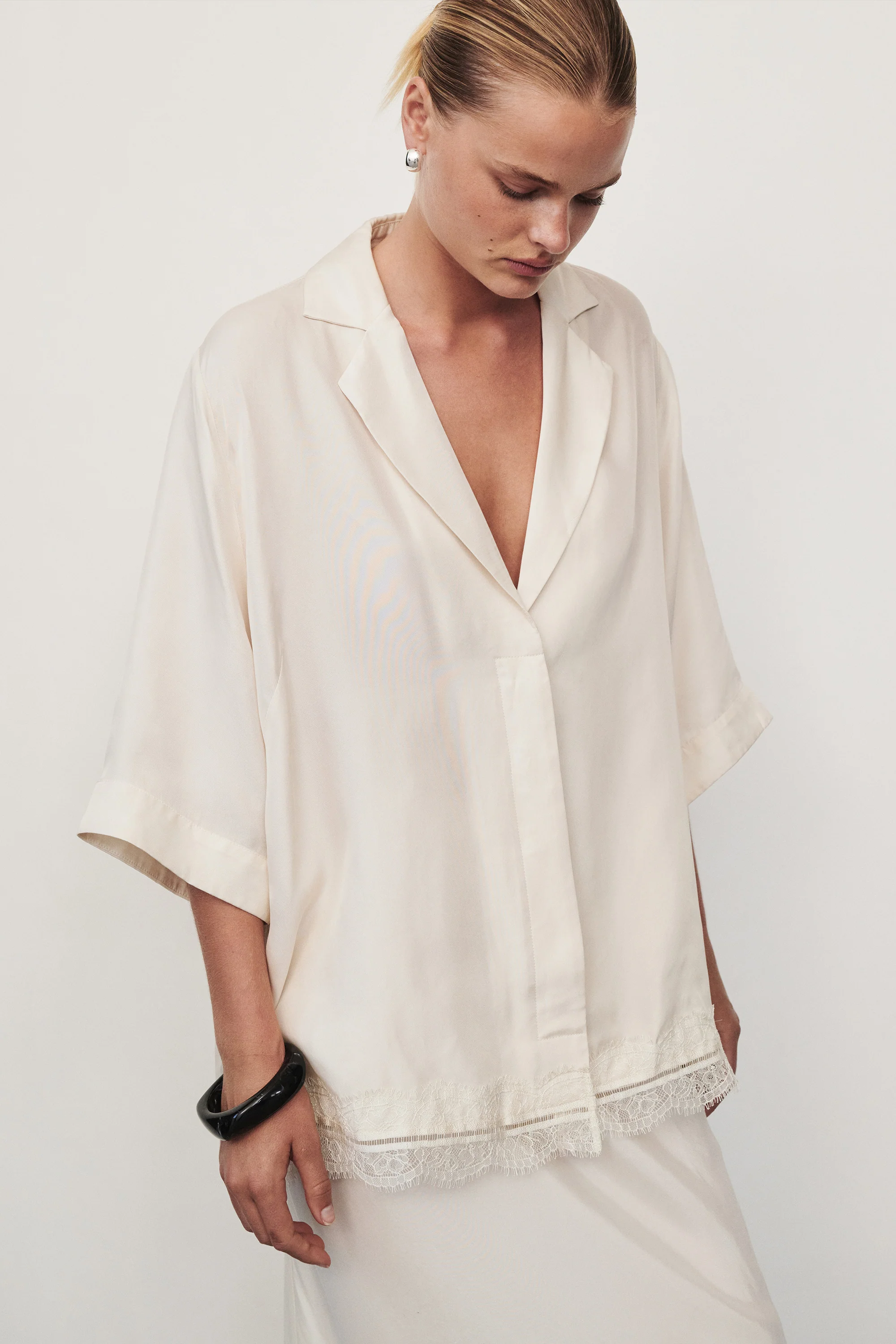 ANDREA SANDSTONE CUPRO LACE SHIRT - Image 2