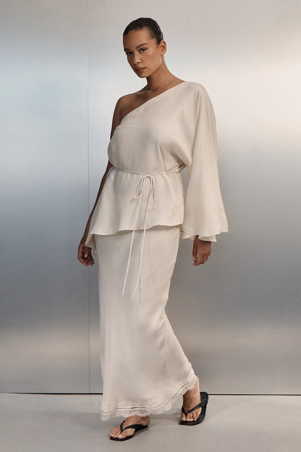 ANDREA SANDSTONE CUPRO LACE MIDI SKIRT - Image 2