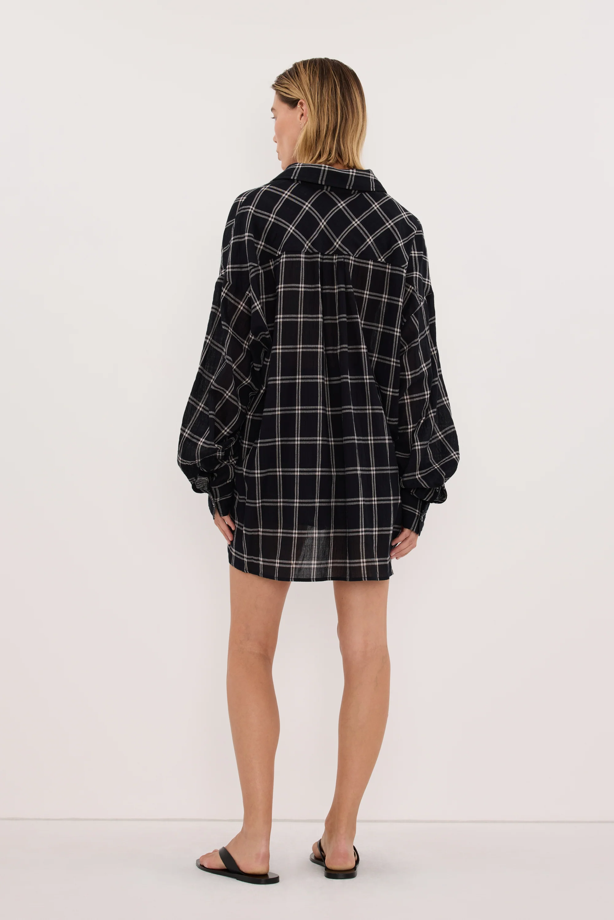 ANNALISE BLACK LONG SLEEVE CHECK SHIRT - Image 5