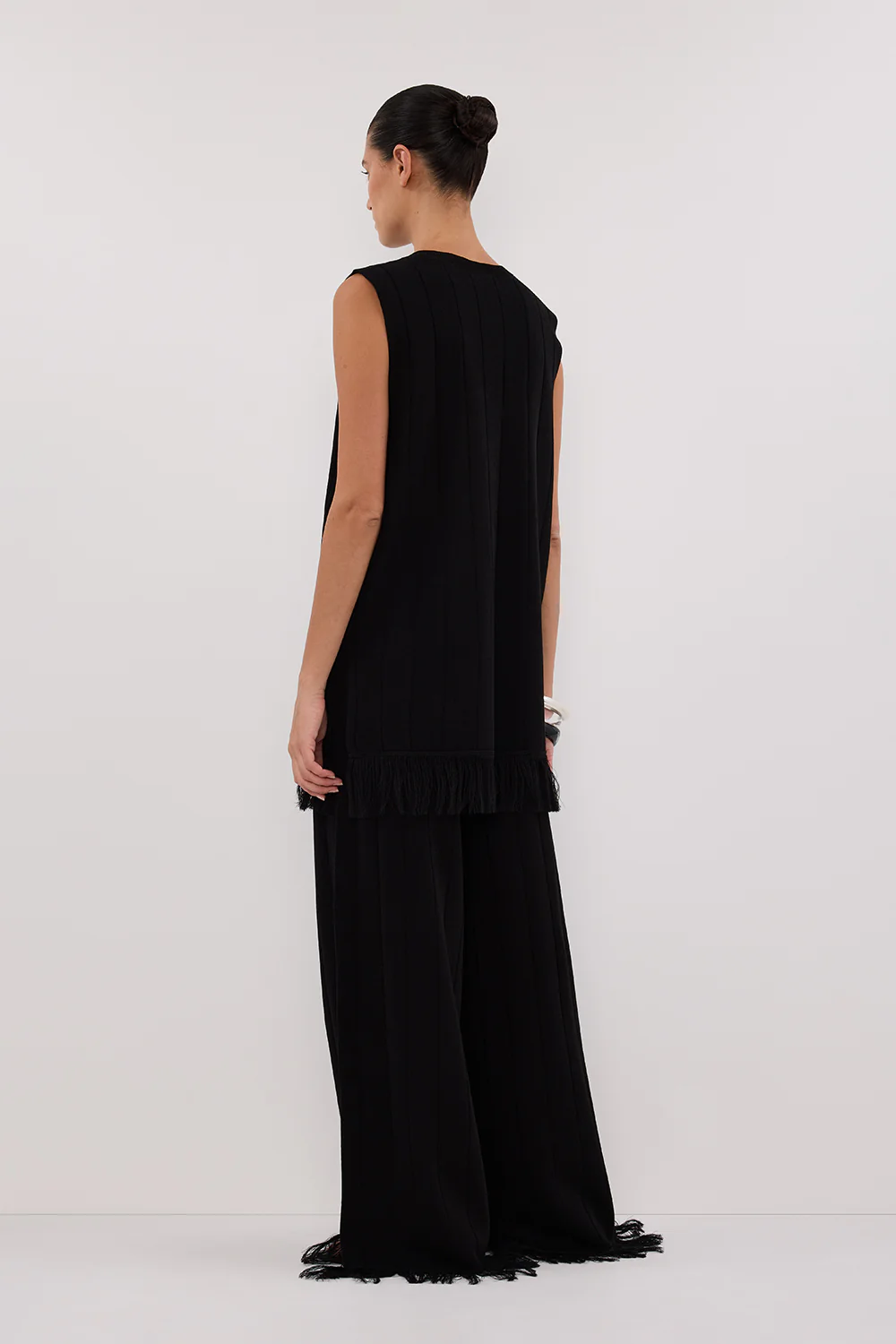 ARIA BLACK FRINGED KNIT PANT - Image 4