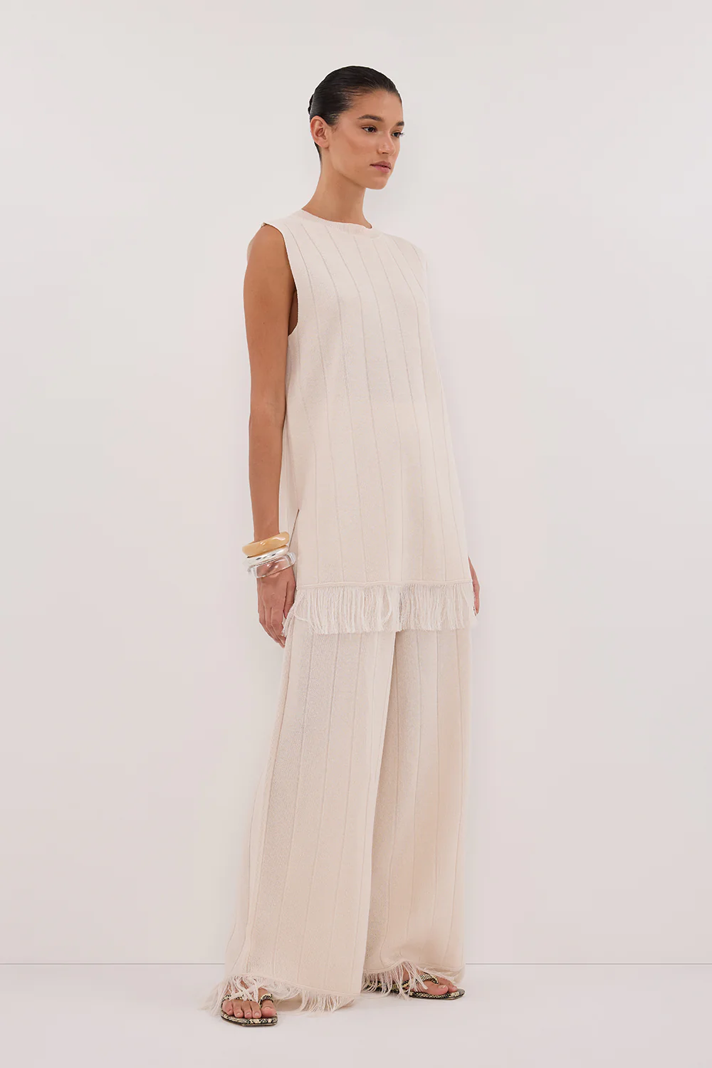 ARIA CREAM FRINGED TUNIC TOP - Image 3