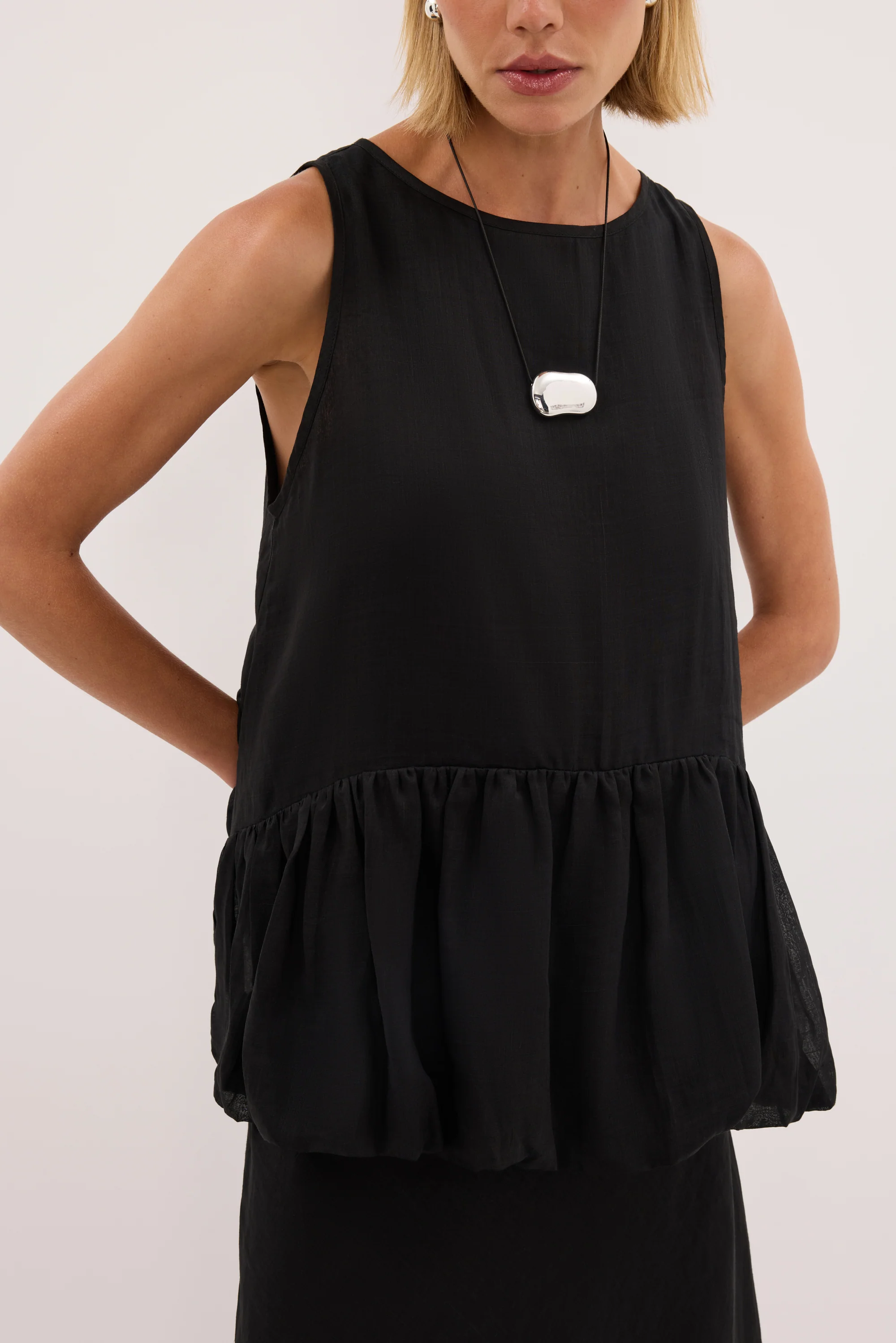 ARLO BLACK RAMIE DROP WAIST TOP - Image 5