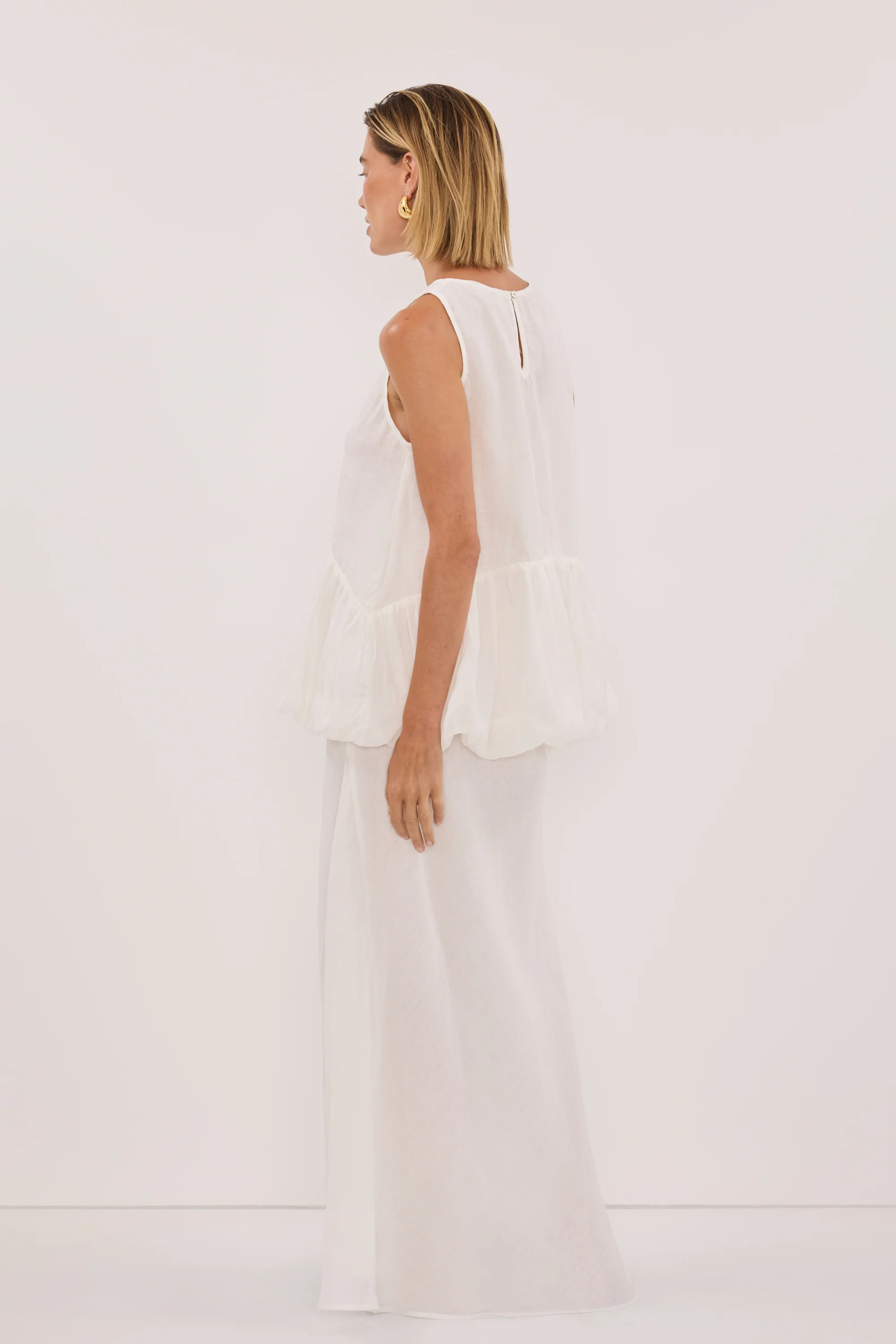 ARLO WHITE RAMIE DROP WAIST TOP - Image 4