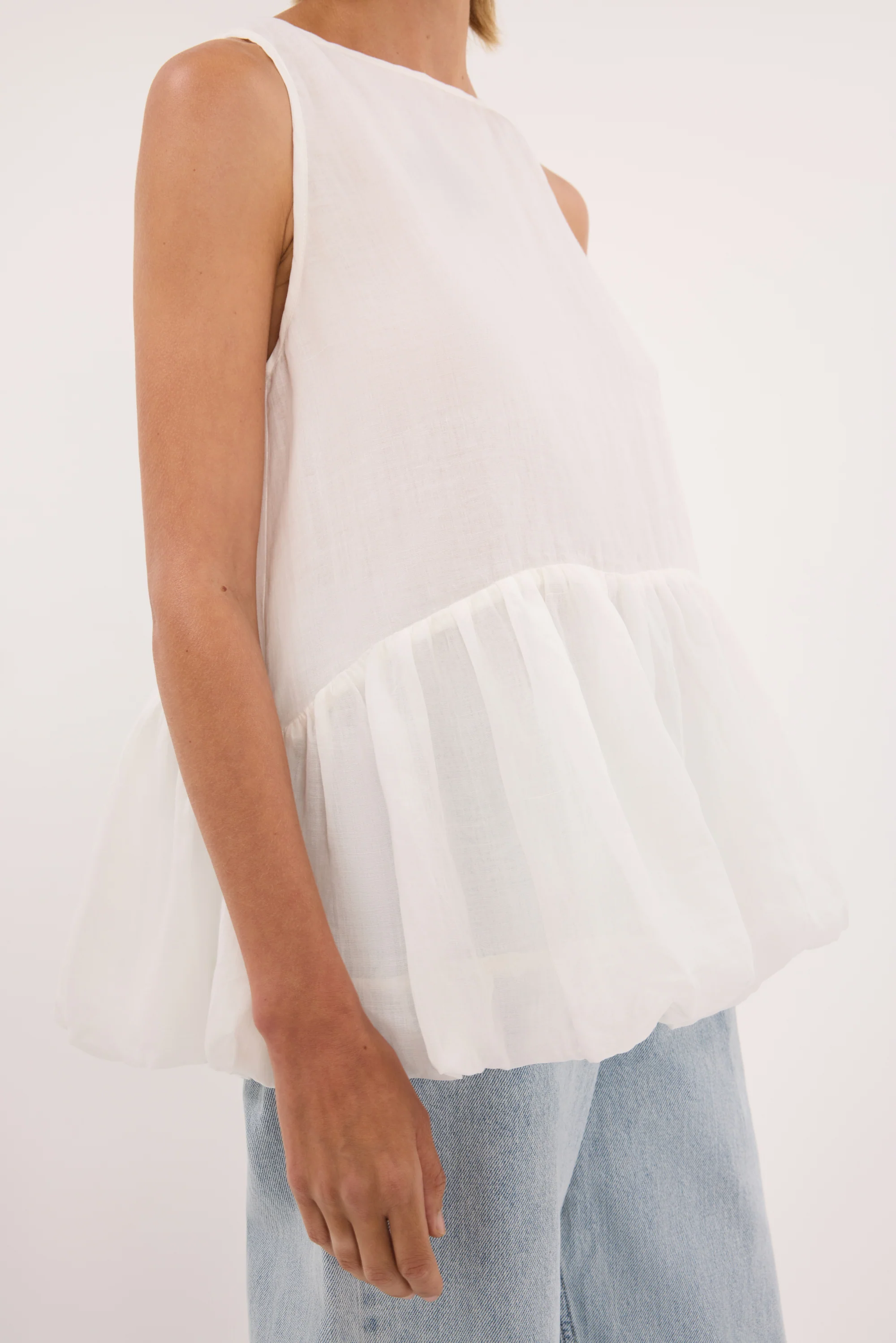 ARLO WHITE RAMIE DROP WAIST TOP - Image 5