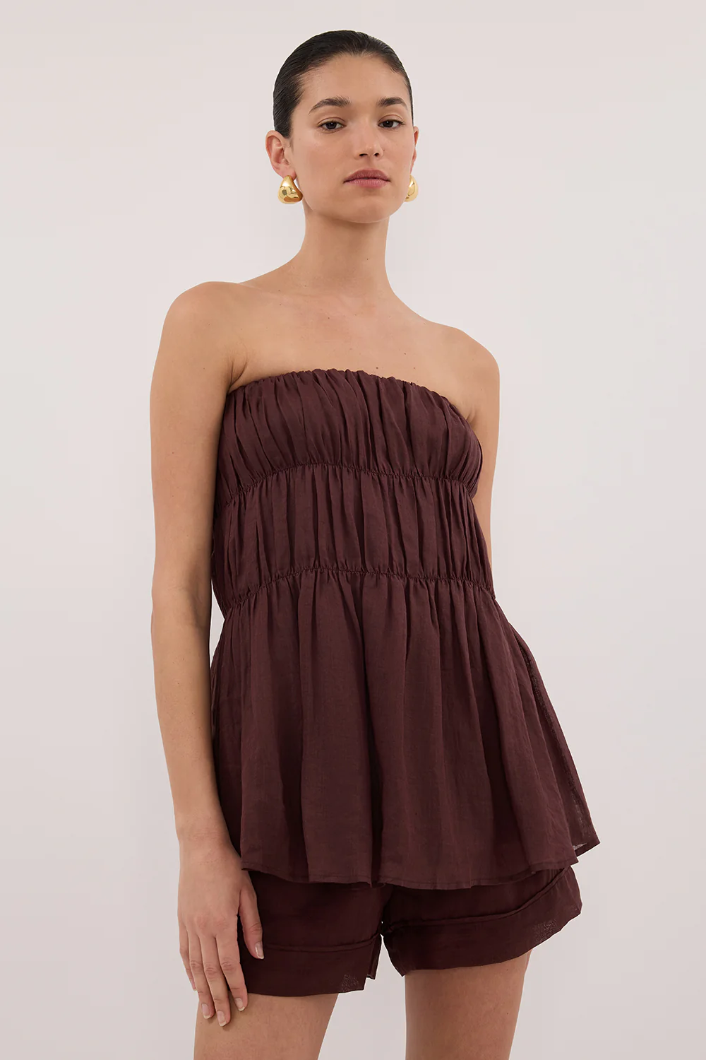 ARTIE WALNUT RAMIE STRAPLESS TOP - Image 2