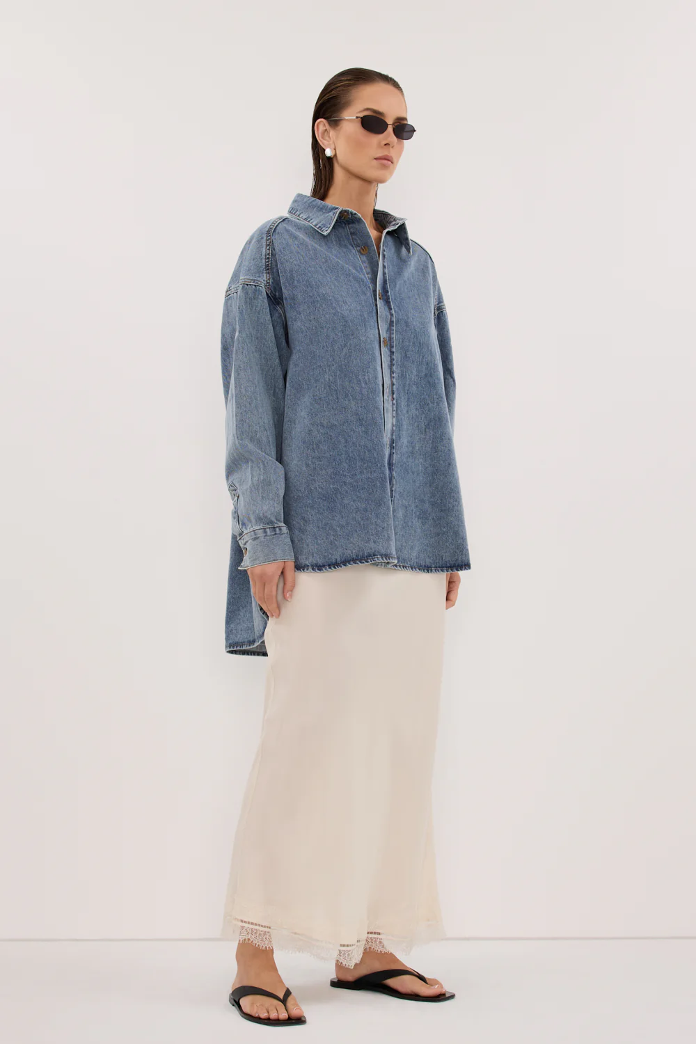 ASHTON CLASSIC BLUE OVERSIZED DENIM SHIRT - Image 3