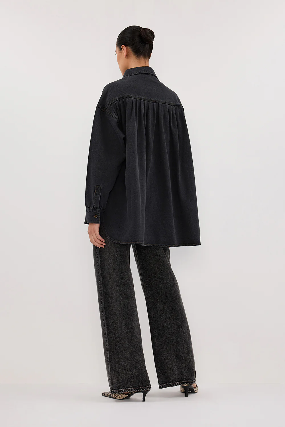ASHTON WASHED BLACK OVERSIZED DENIM SHIRT - Image 4