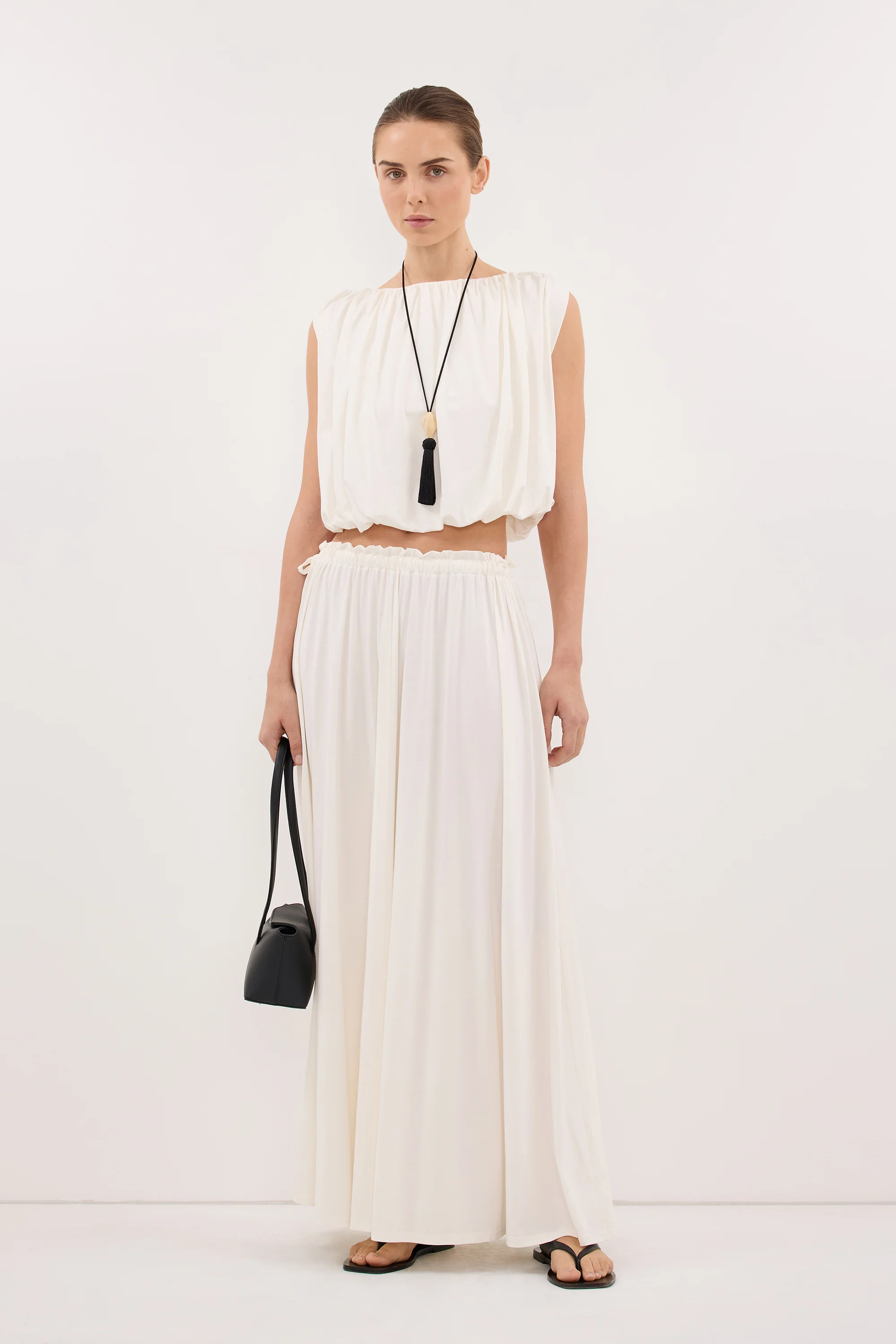 AVA OFF WHITE SLEEVELESS MODAL BLEND TOP