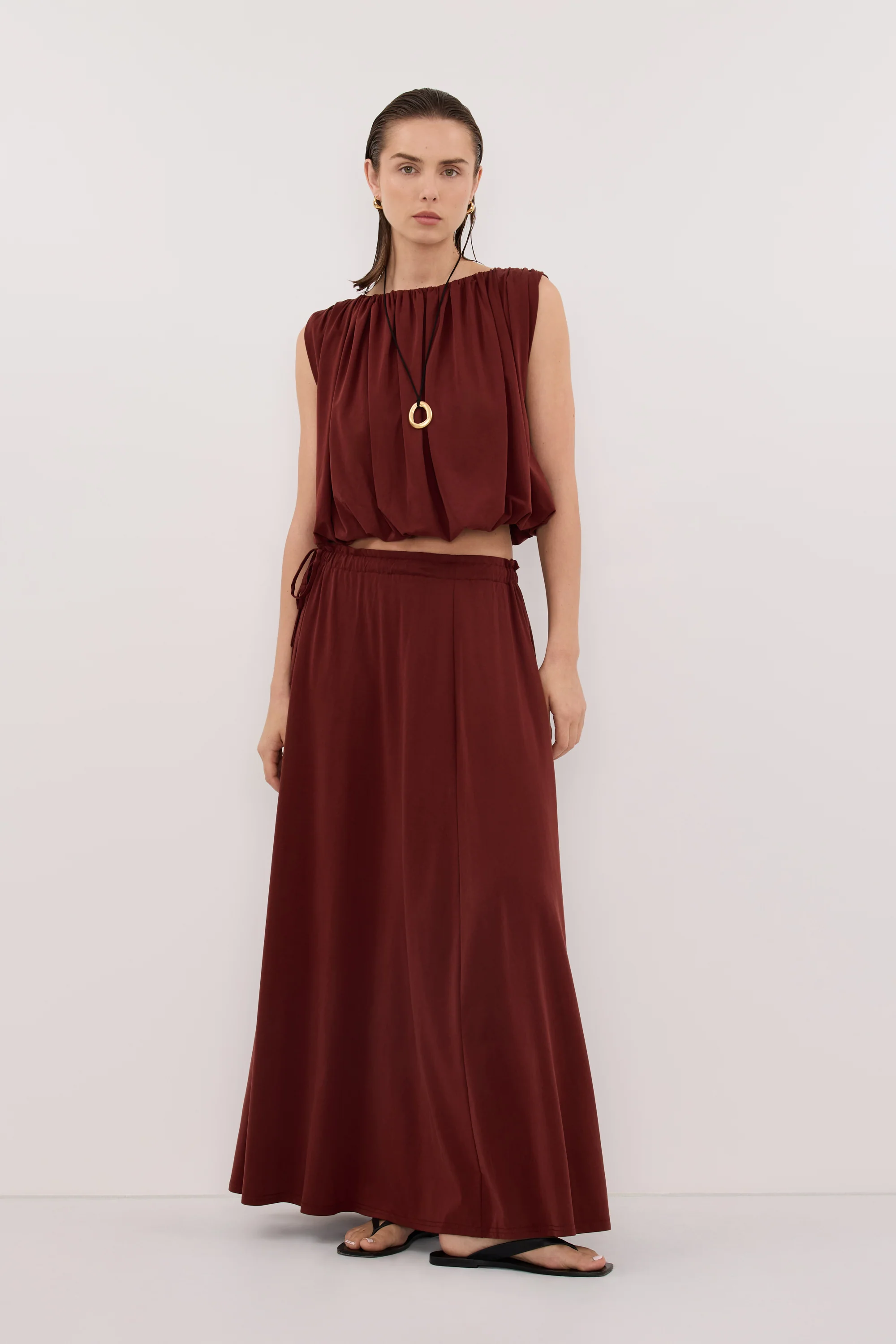 AVA SAHARA MODAL BLEND MIDI SKIRT