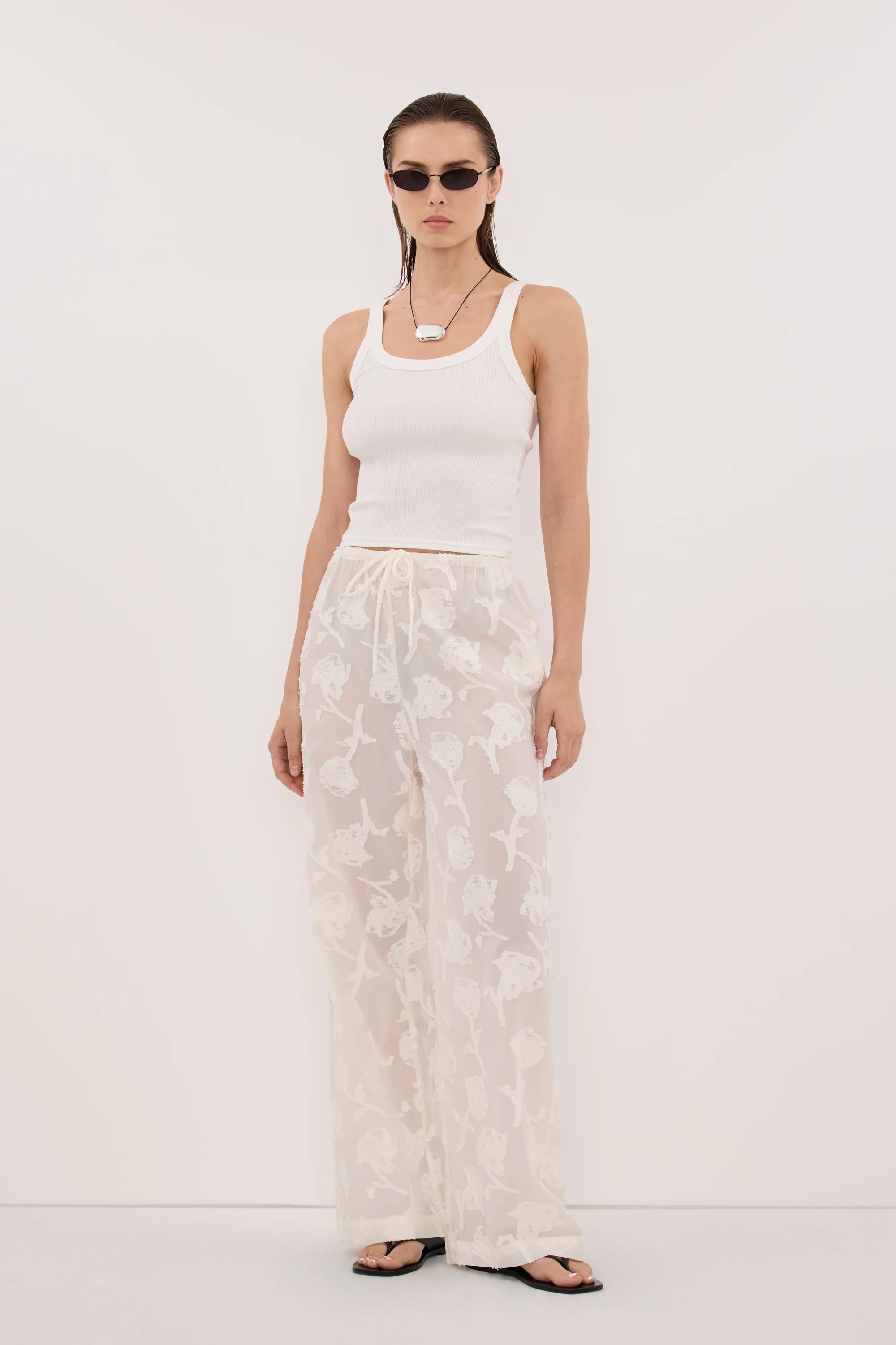 AZALEA OFF WHITE JACQUARD PANT