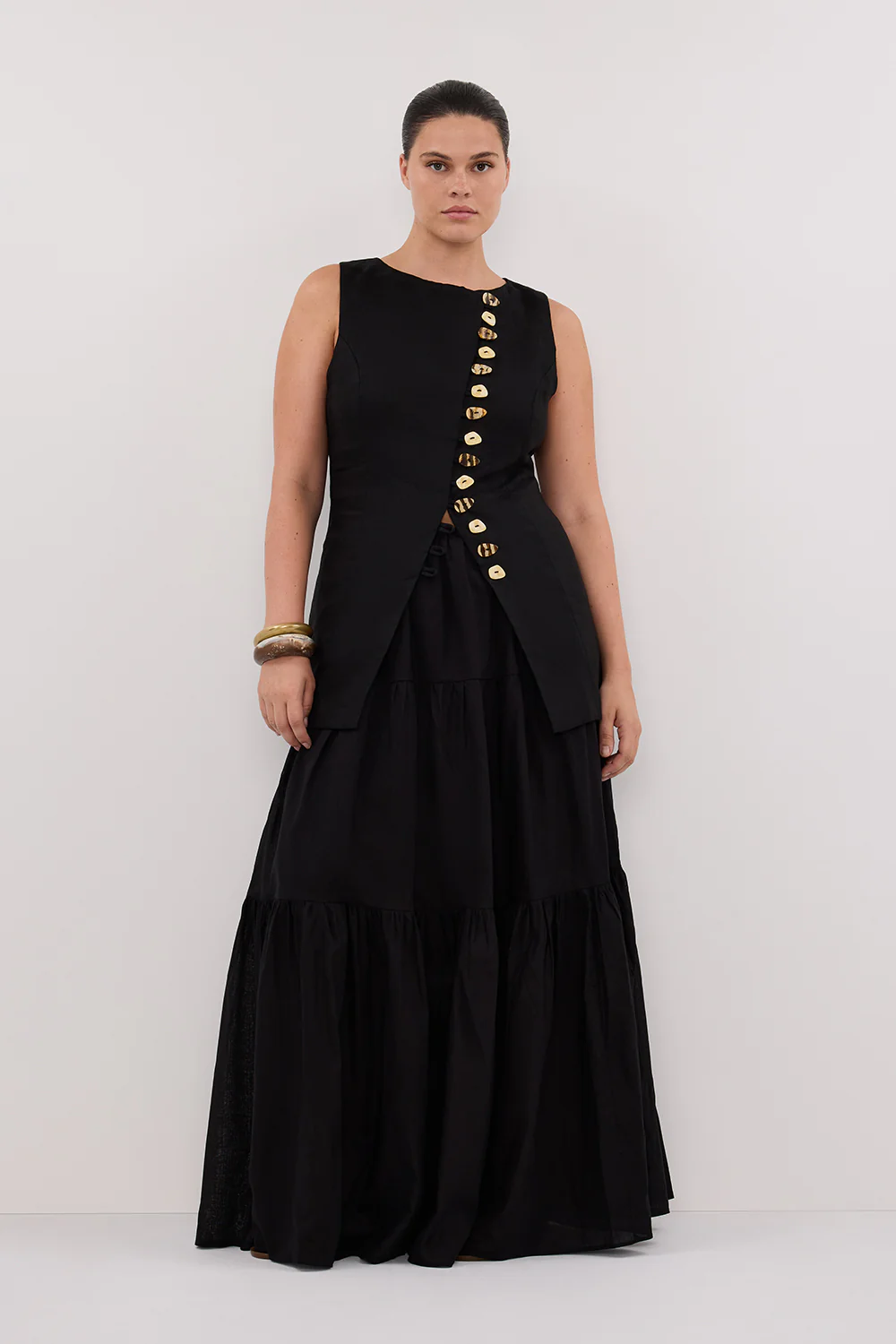 BAYLEE BLACK SLEEVELESS LINEN TOP - Image 5