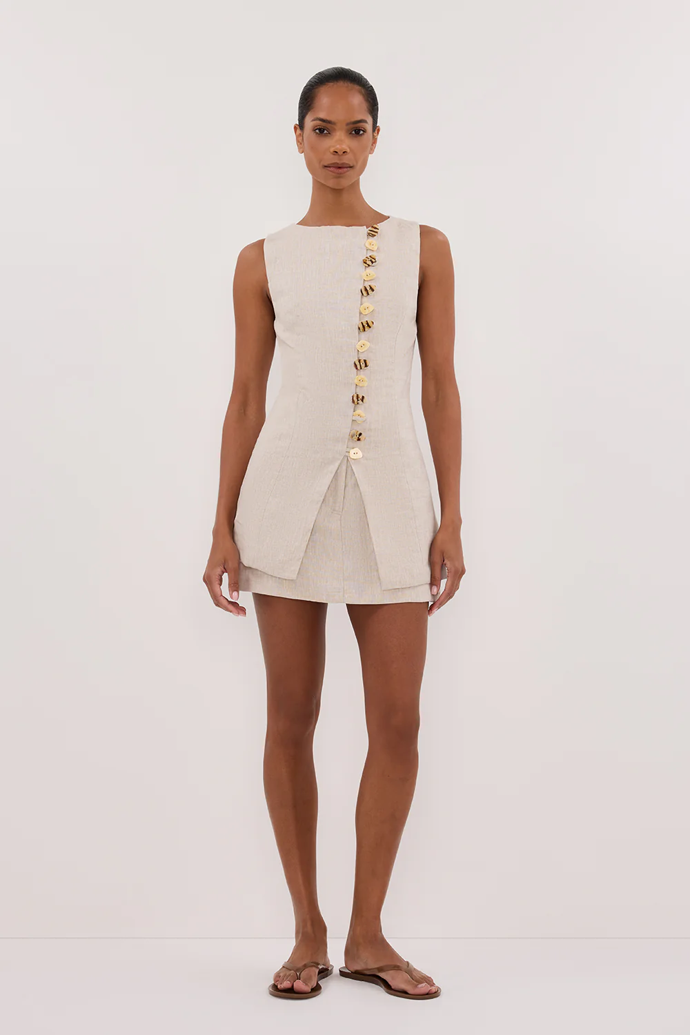 BAYLEE NATURAL SLEEVELESS LINEN TOP - Image 5