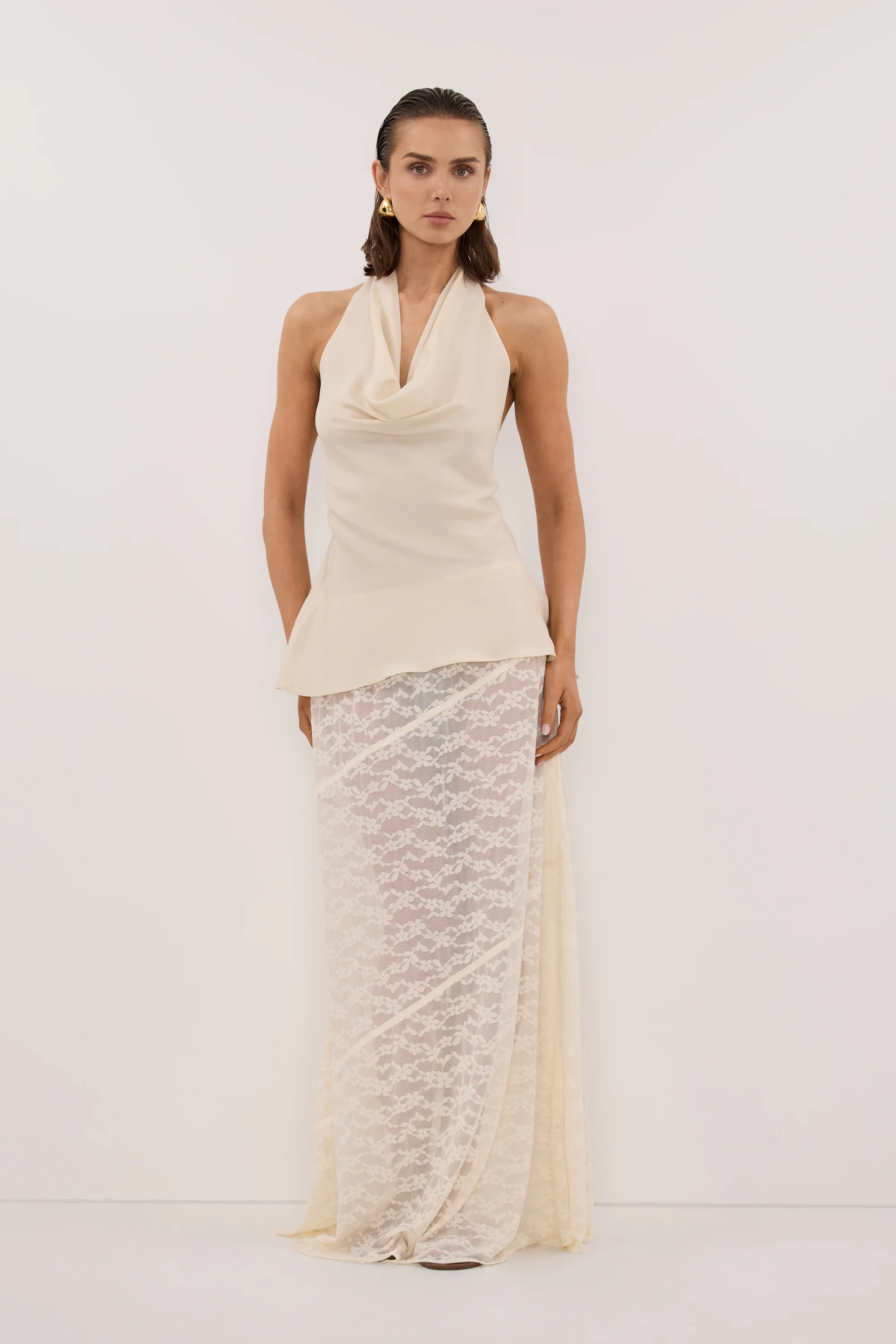 BELLE CREAM LACE MAXI SKIRT