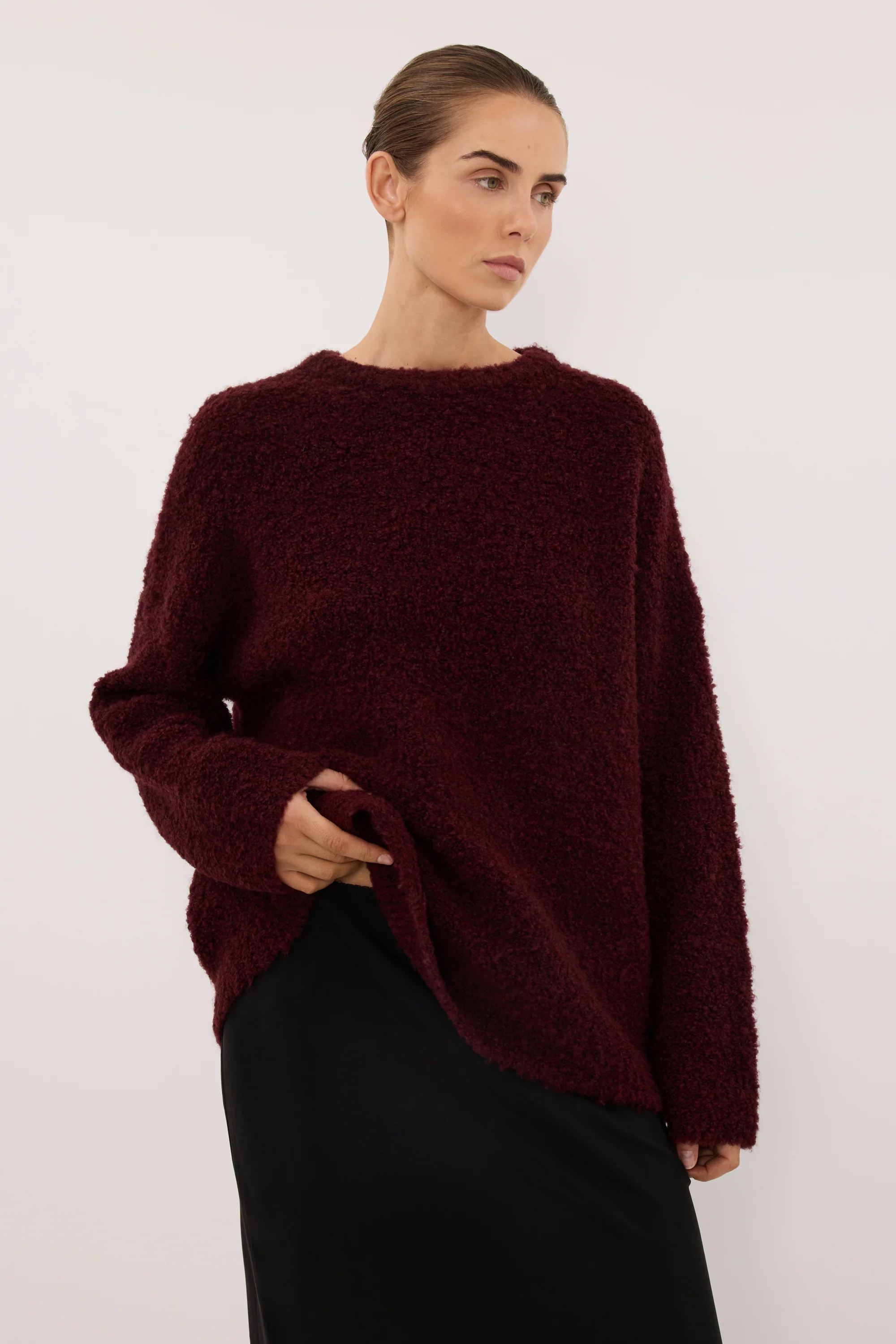 BILLIE WINE TEXTURED KNIT JUMPER - Image 2