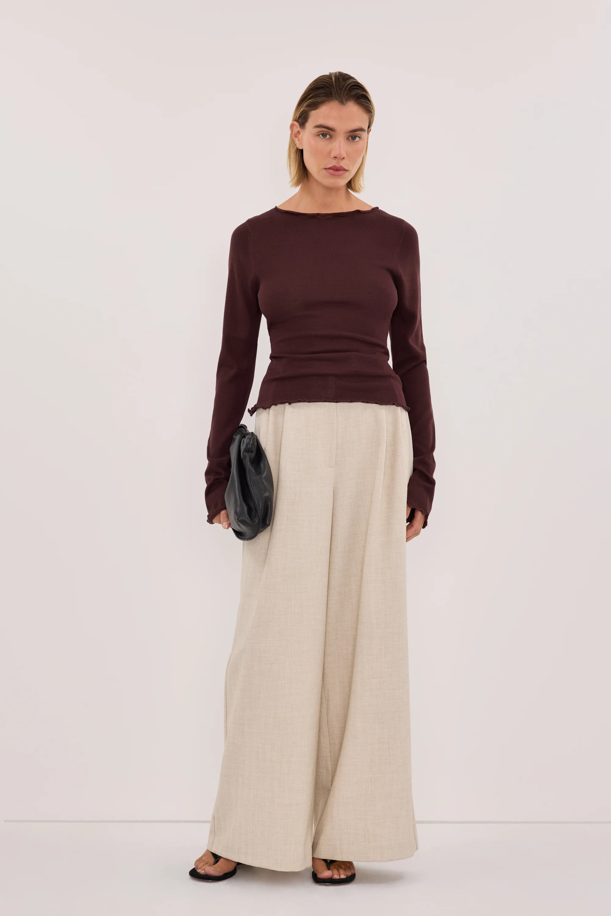 BLAKE PLUM LONG SLEEVE BOAT NECK KNIT TOP