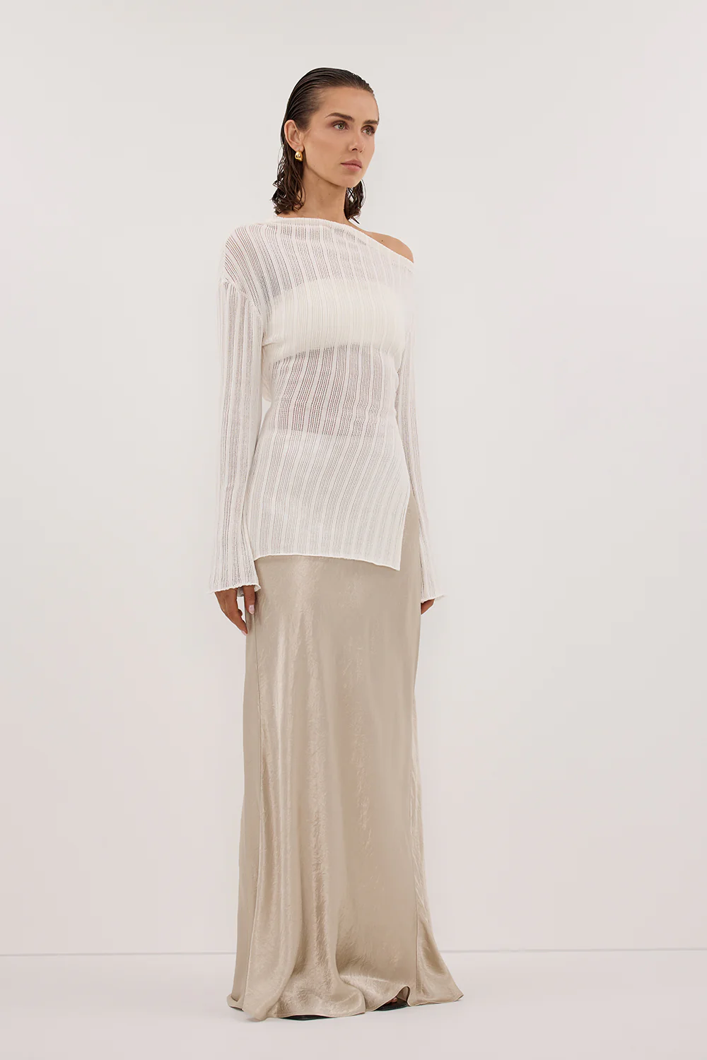 BOWIE IVORY LONG SLEEVE KNIT TOP - Image 3
