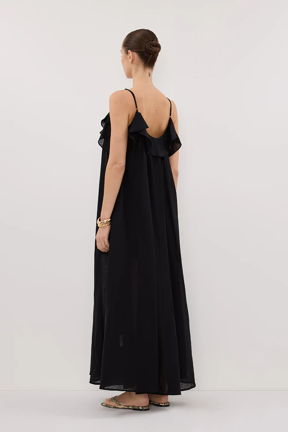 CAPRI BLACK LINEN BLEND MAXI DRESS - Image 4