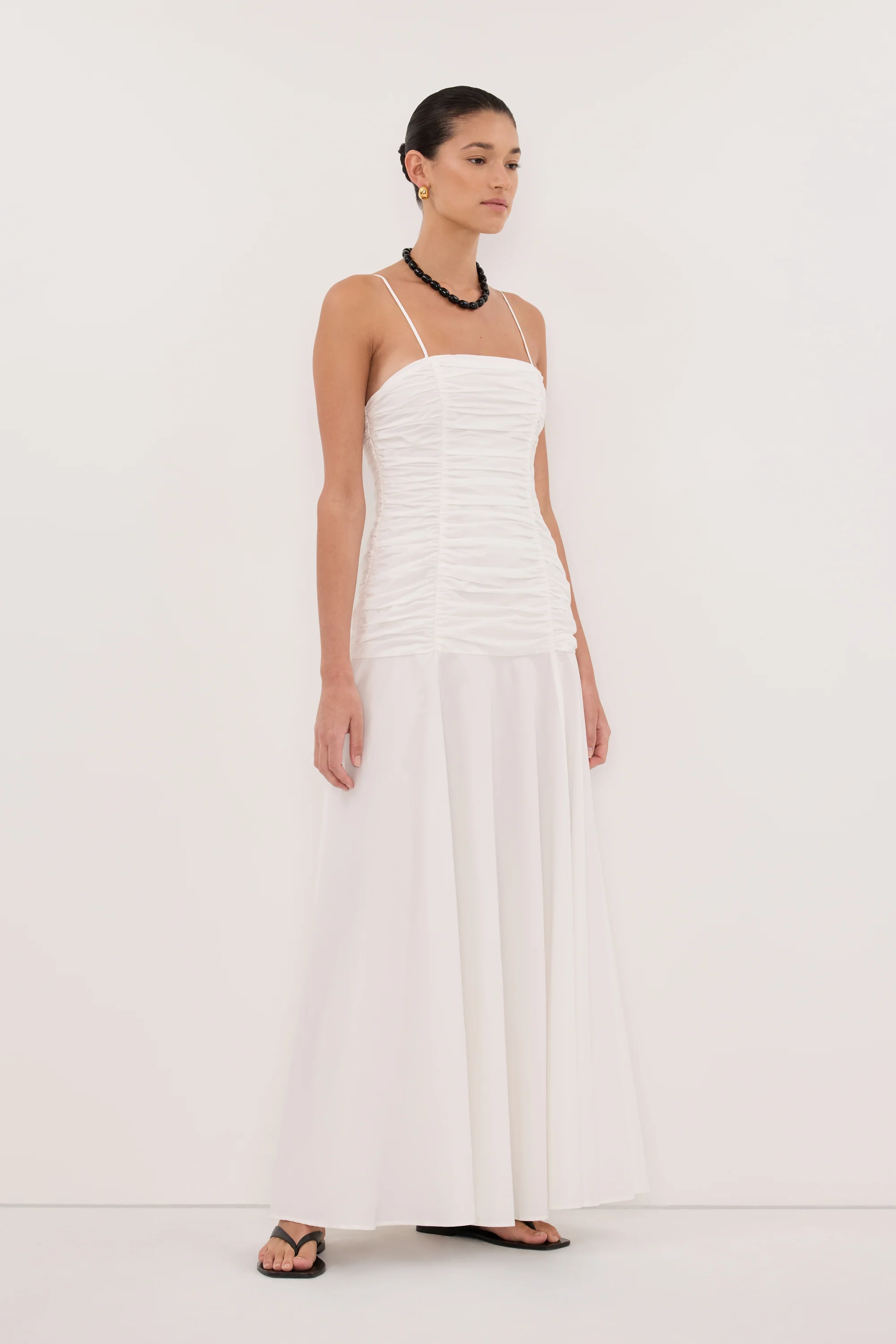 CARA WHITE SLEEVELESS COTTON MIDI DRESS - Image 4