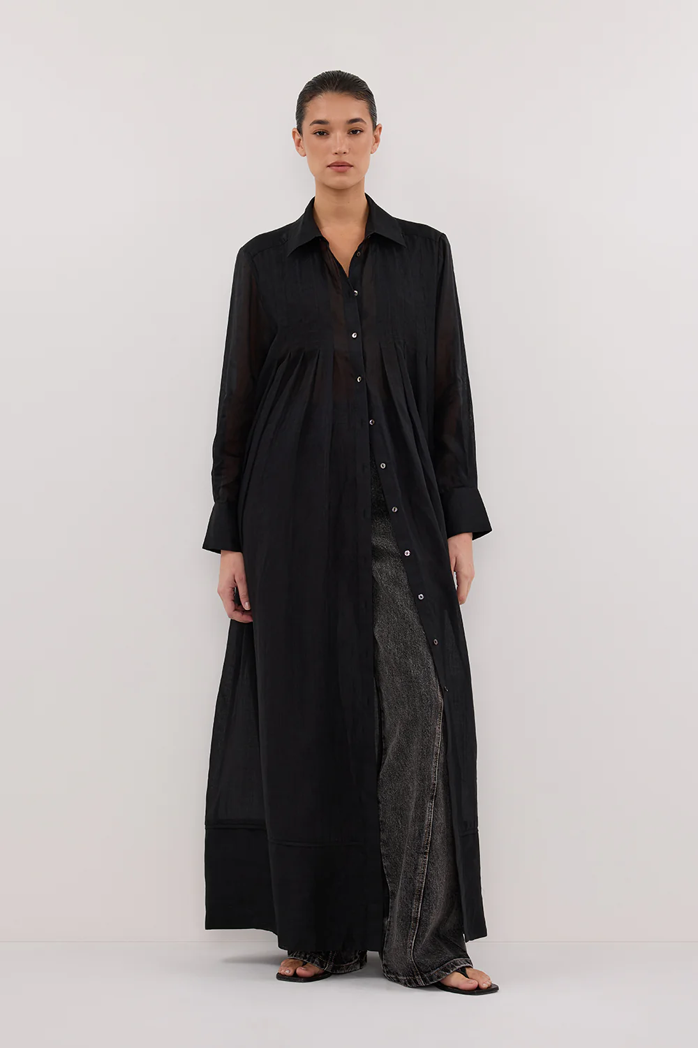 CARMEL BLACK RAMIE SHIRT DRESS