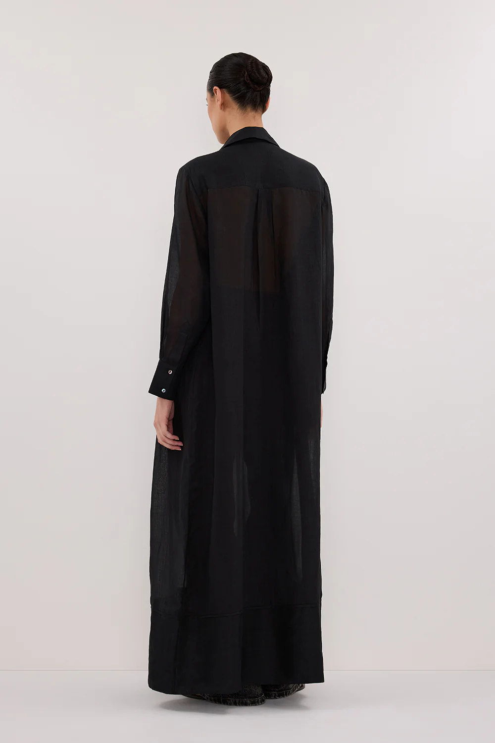 CARMEL BLACK RAMIE SHIRT DRESS - Image 4