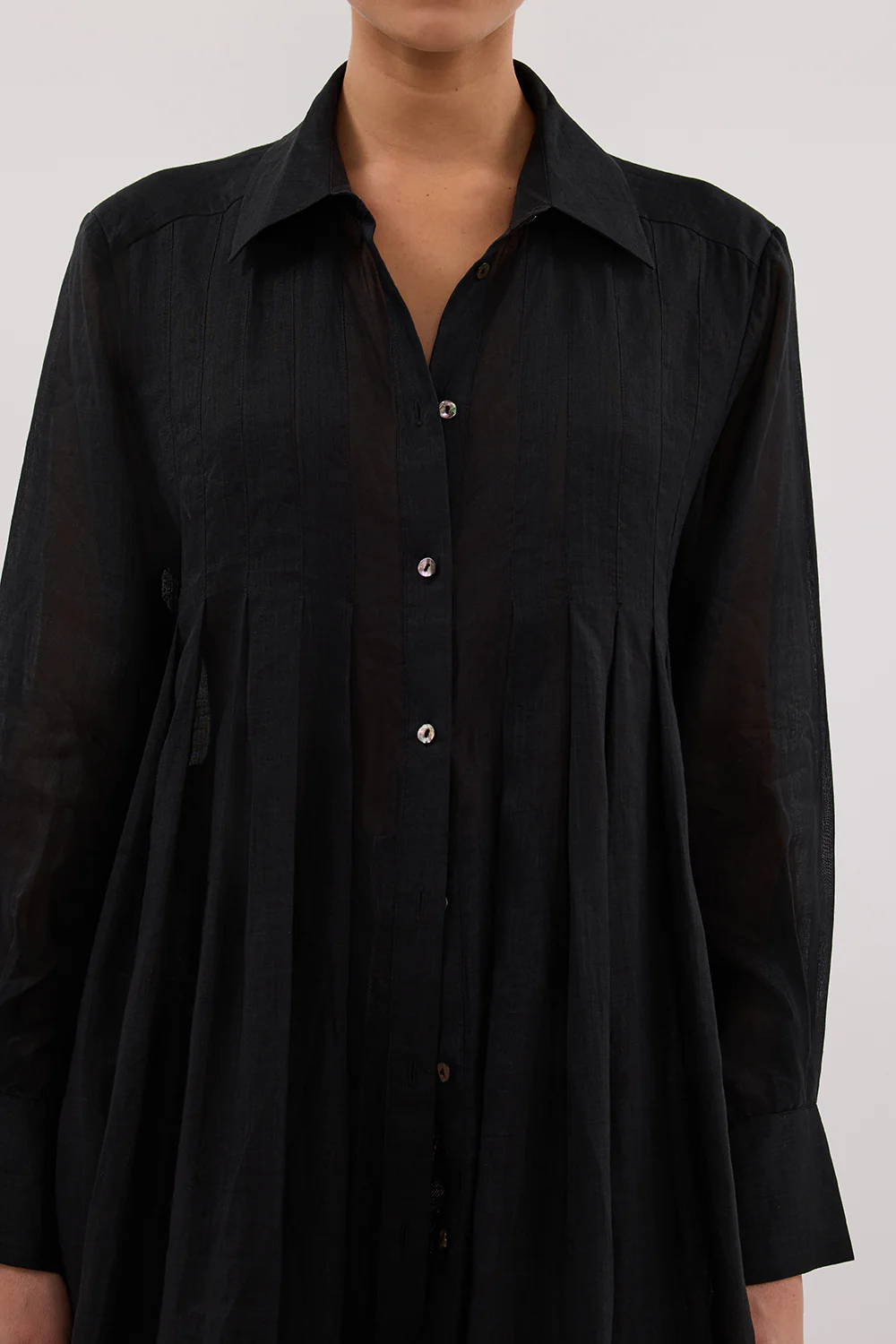 CARMEL BLACK RAMIE SHIRT DRESS - Image 5