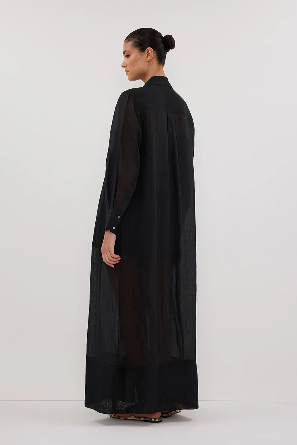 CARMEL BLACK RAMIE SHIRT DRESS - Image 7
