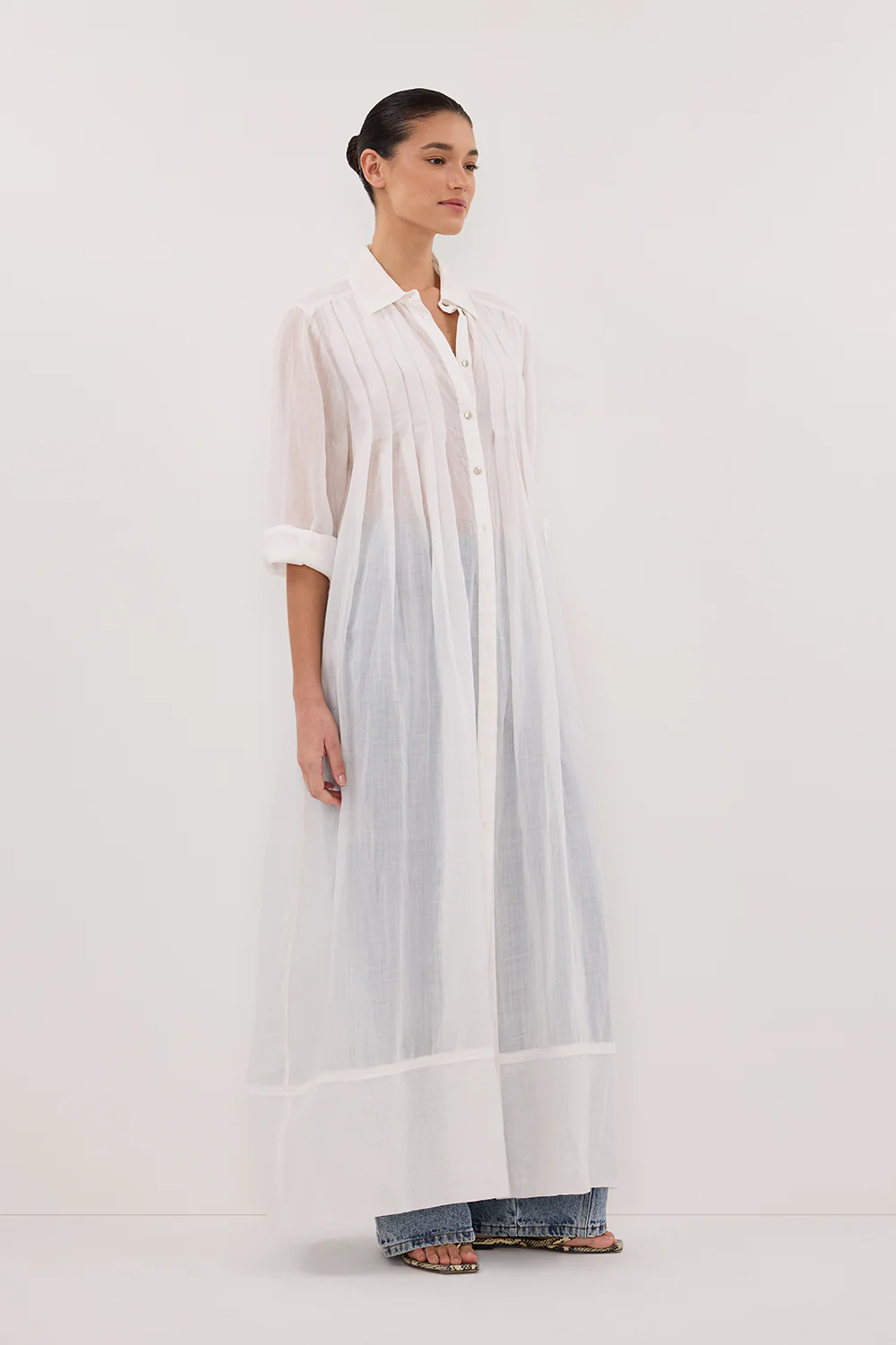 CARMEL WHITE RAMIE SHIRT DRESS - Image 2