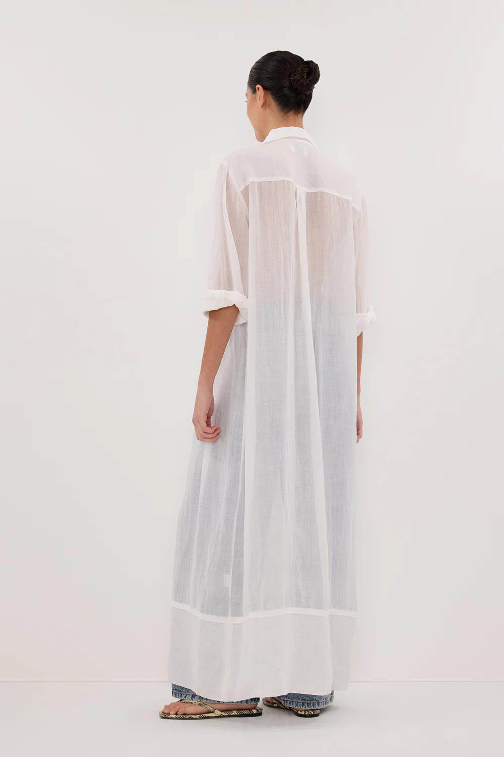 CARMEL WHITE RAMIE SHIRT DRESS - Image 3