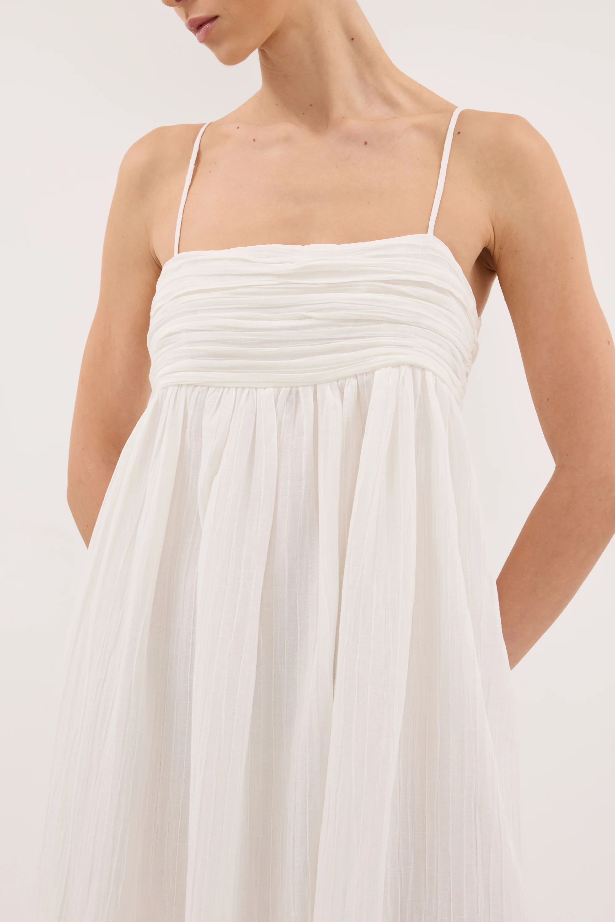 CASEY IVORY CRINKLE RAMIE MIDI DRESS - PRE ORDER - Image 5