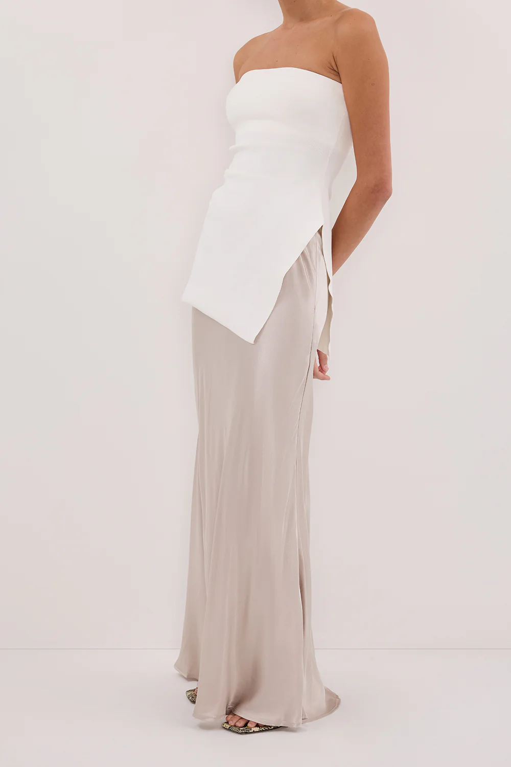 CHARLI CHALK SATIN MAXI SKIRT - Image 2