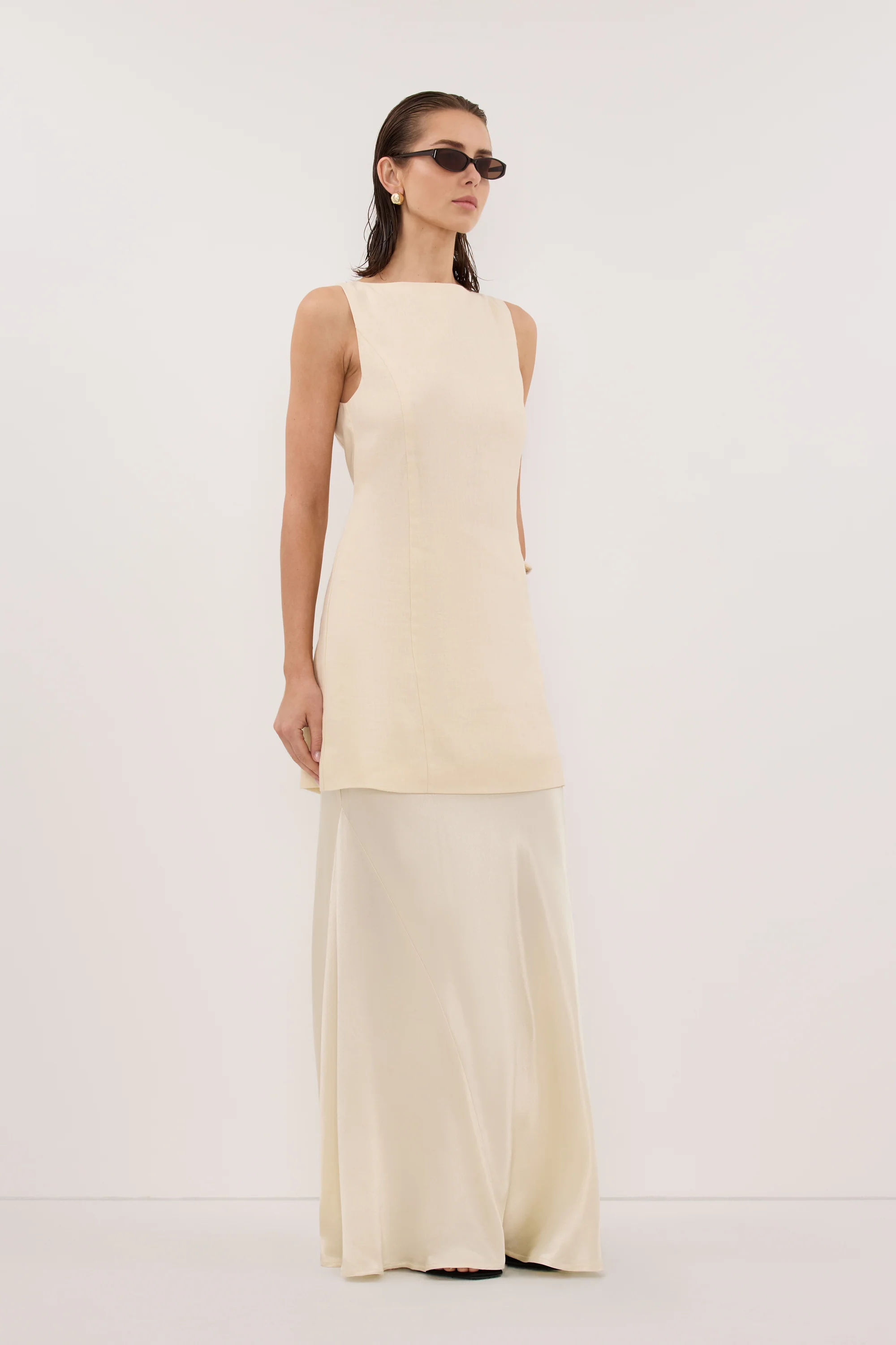 CHARLI STRAW SATIN MAXI SKIRT - Image 3