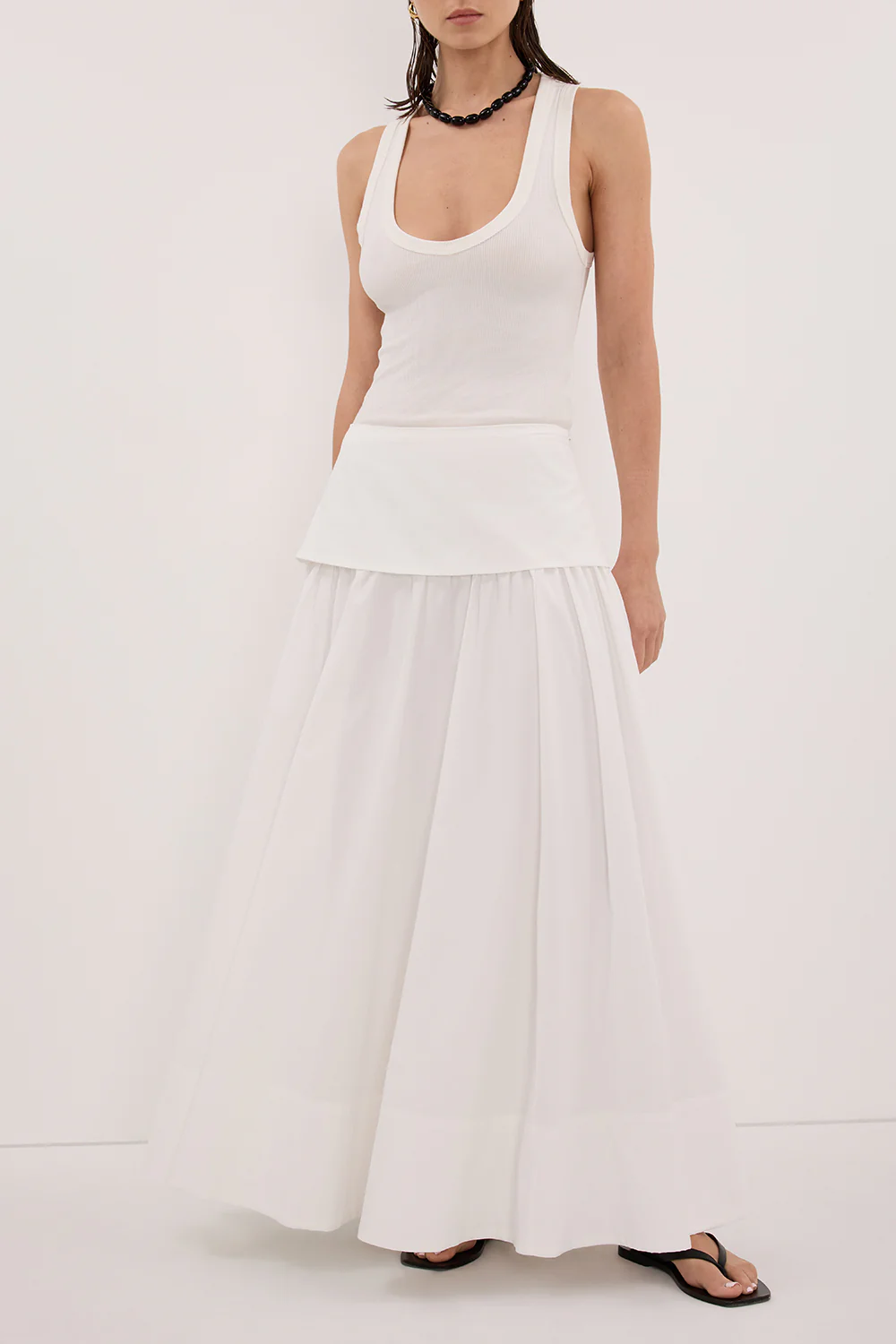 CLAIRE WHITE COTTON MIDI SKIRT - Image 2