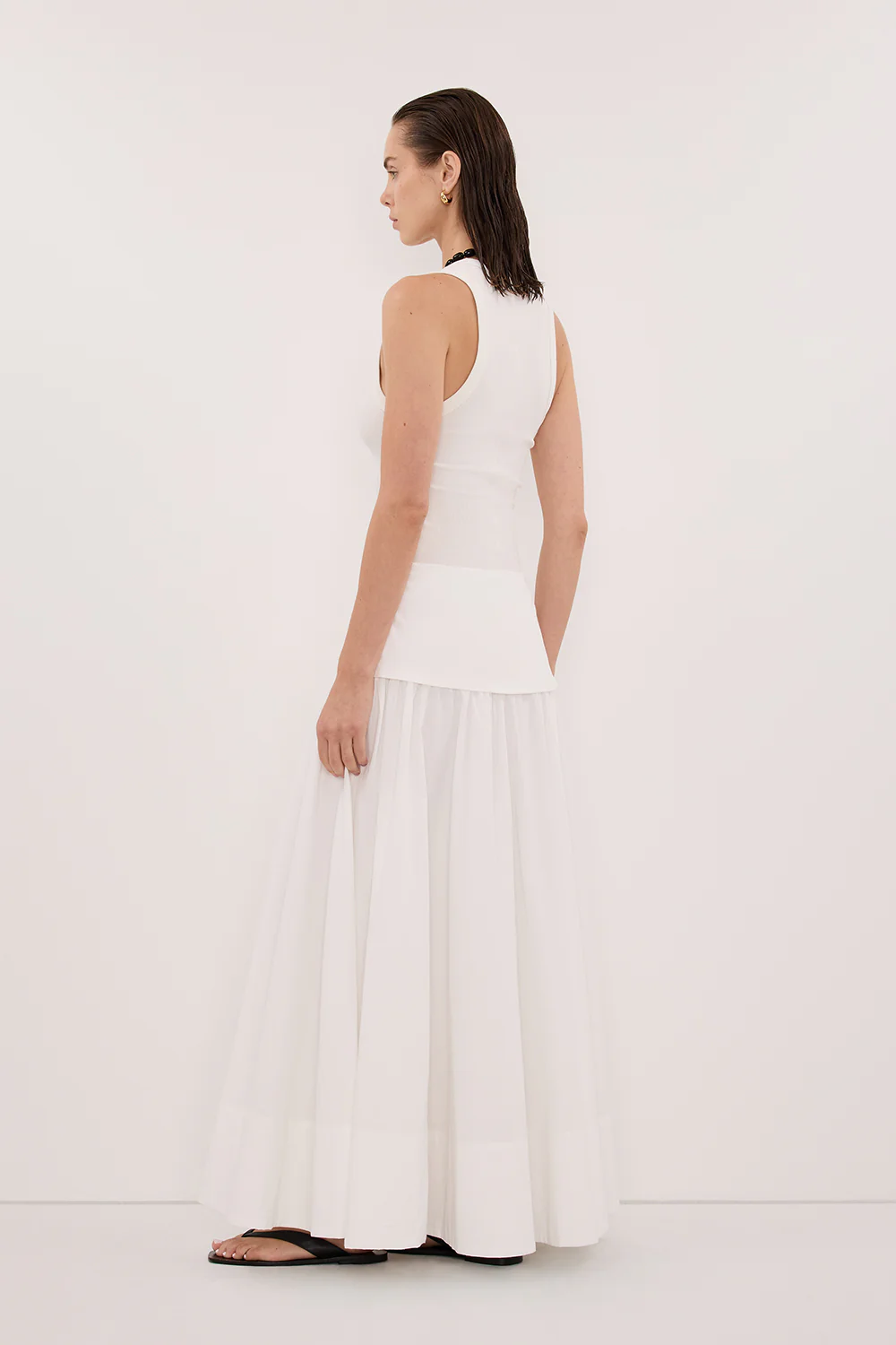 CLAIRE WHITE COTTON MIDI SKIRT - Image 4