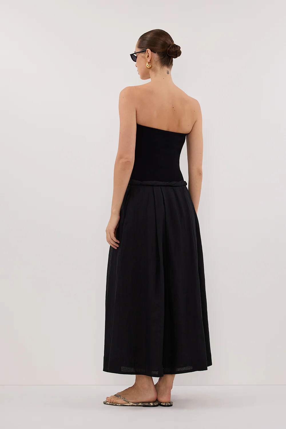 COCO BLACK STRAPLESS HYBRID MIDI DRESS - Image 4